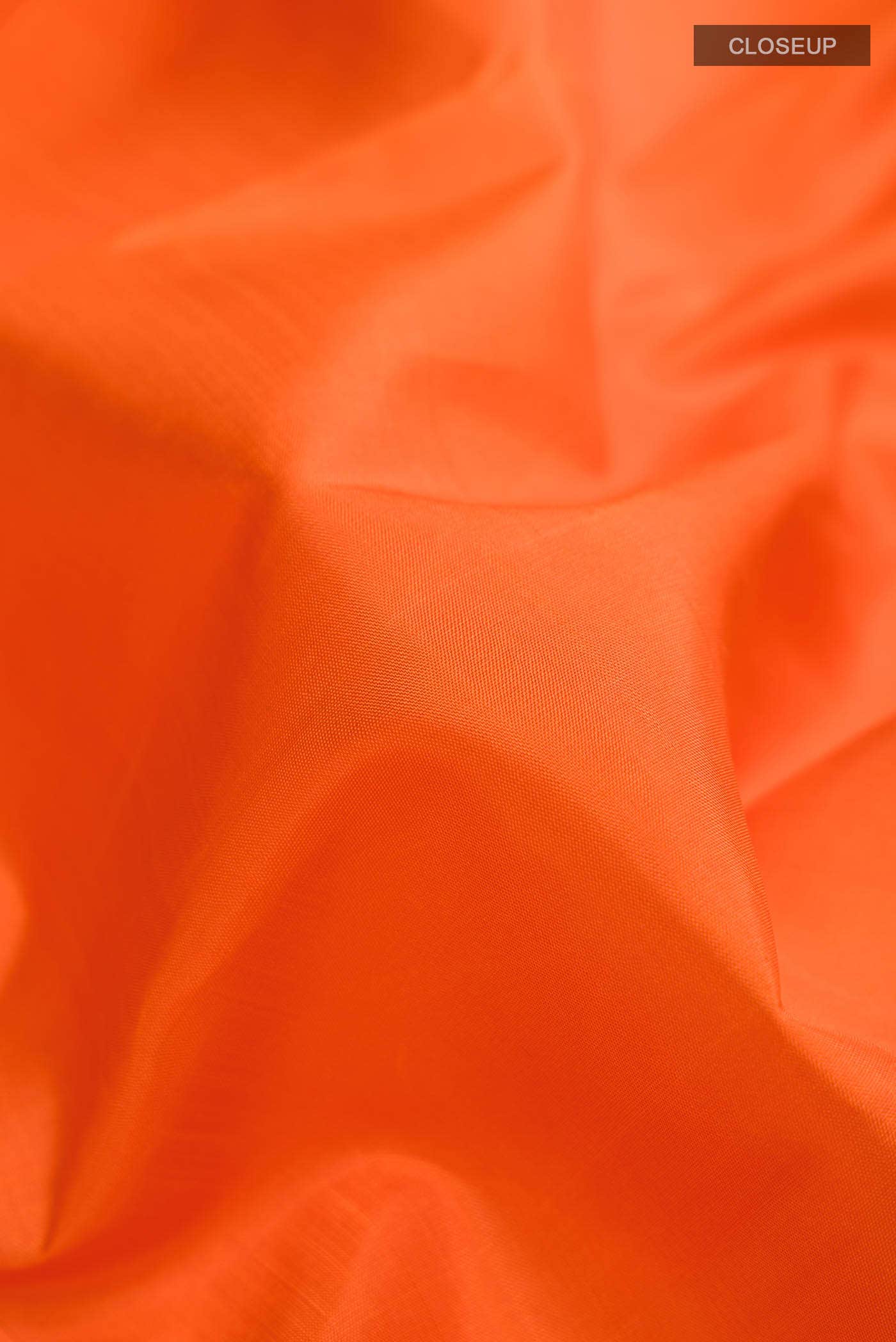 Pure Silk Pure Zari Orange Kanchipuram Nine Yards Saree