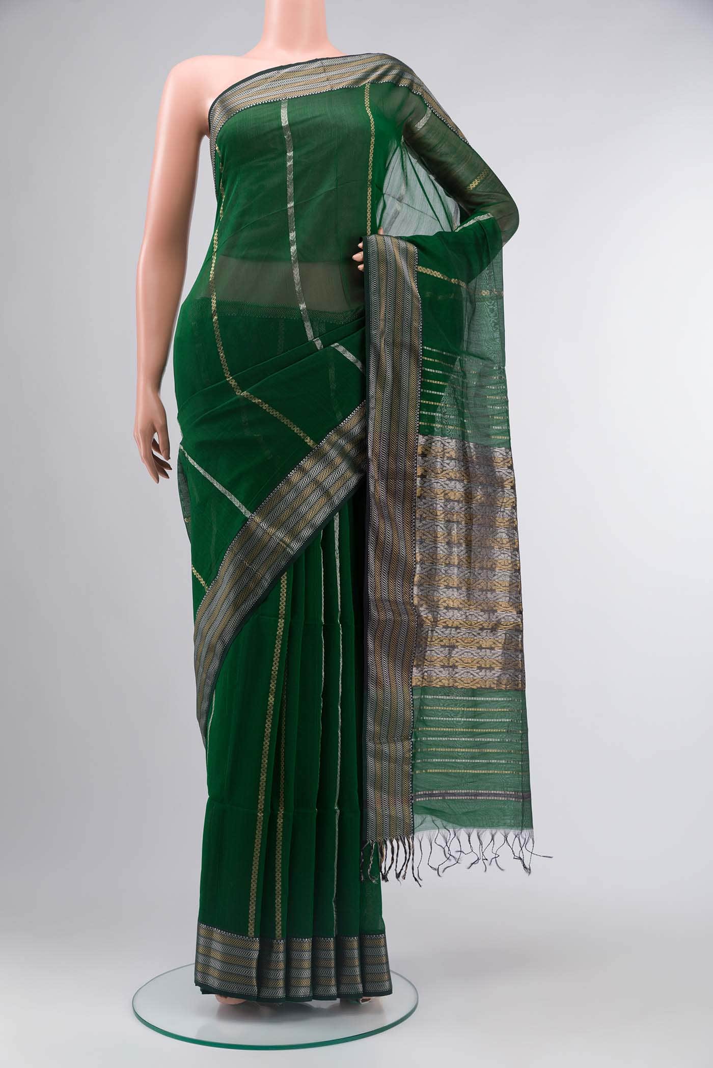 Green Maheshwari Silk Saree