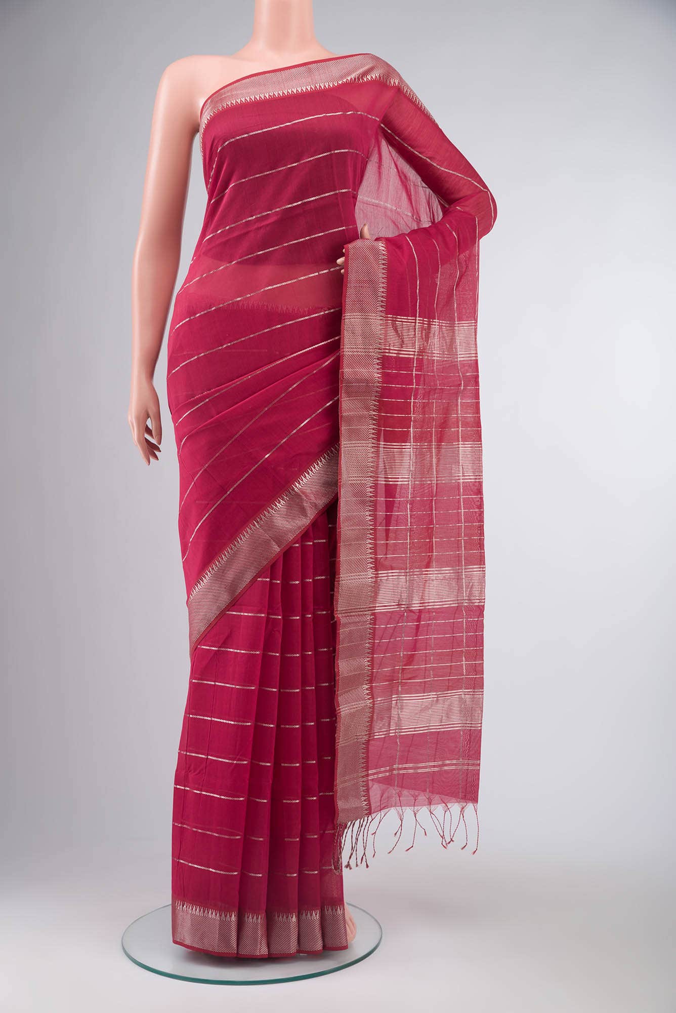 Pink Maheshwari Silk Cotton Saree