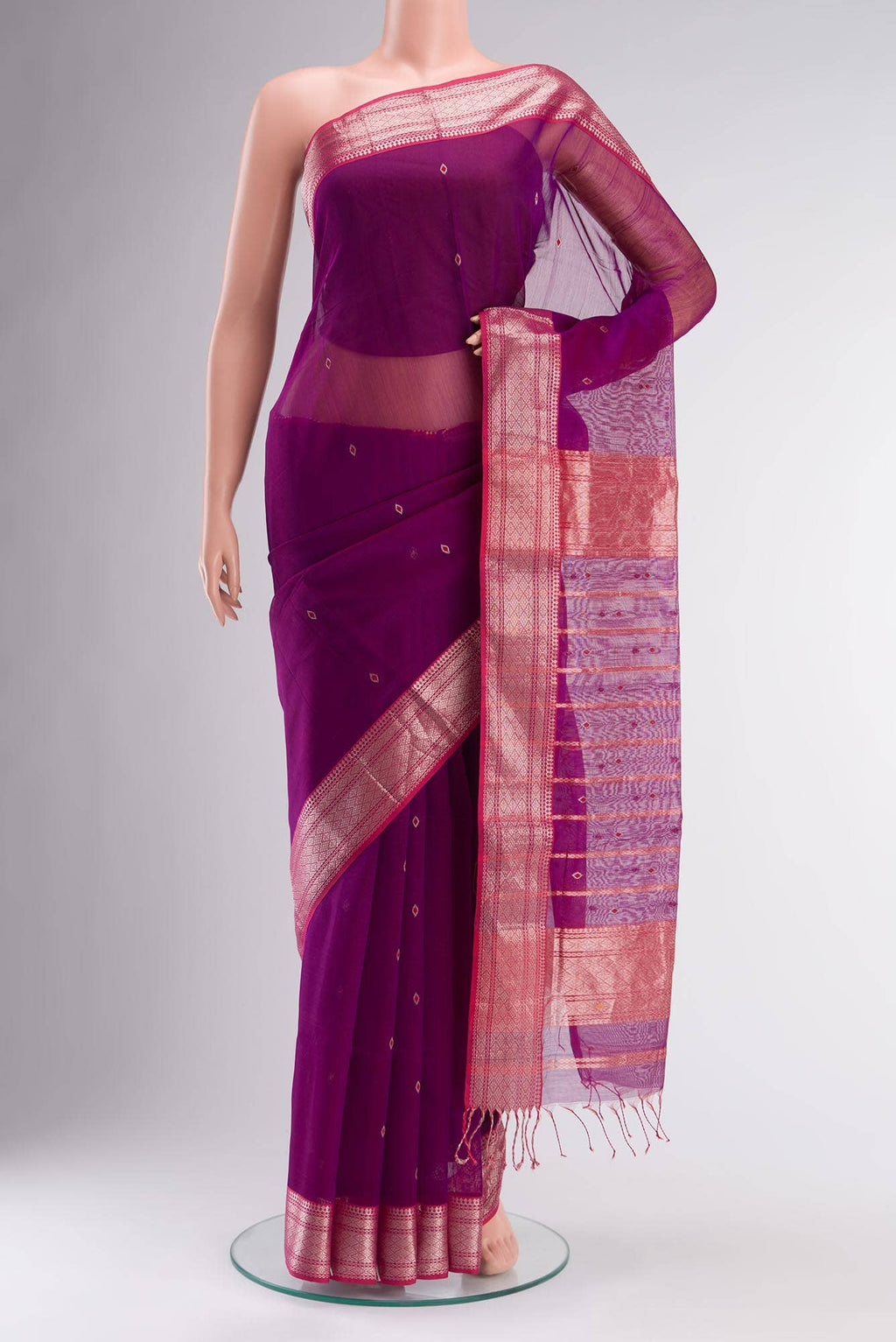 Purple Maheshwari Silk Cotton Saree