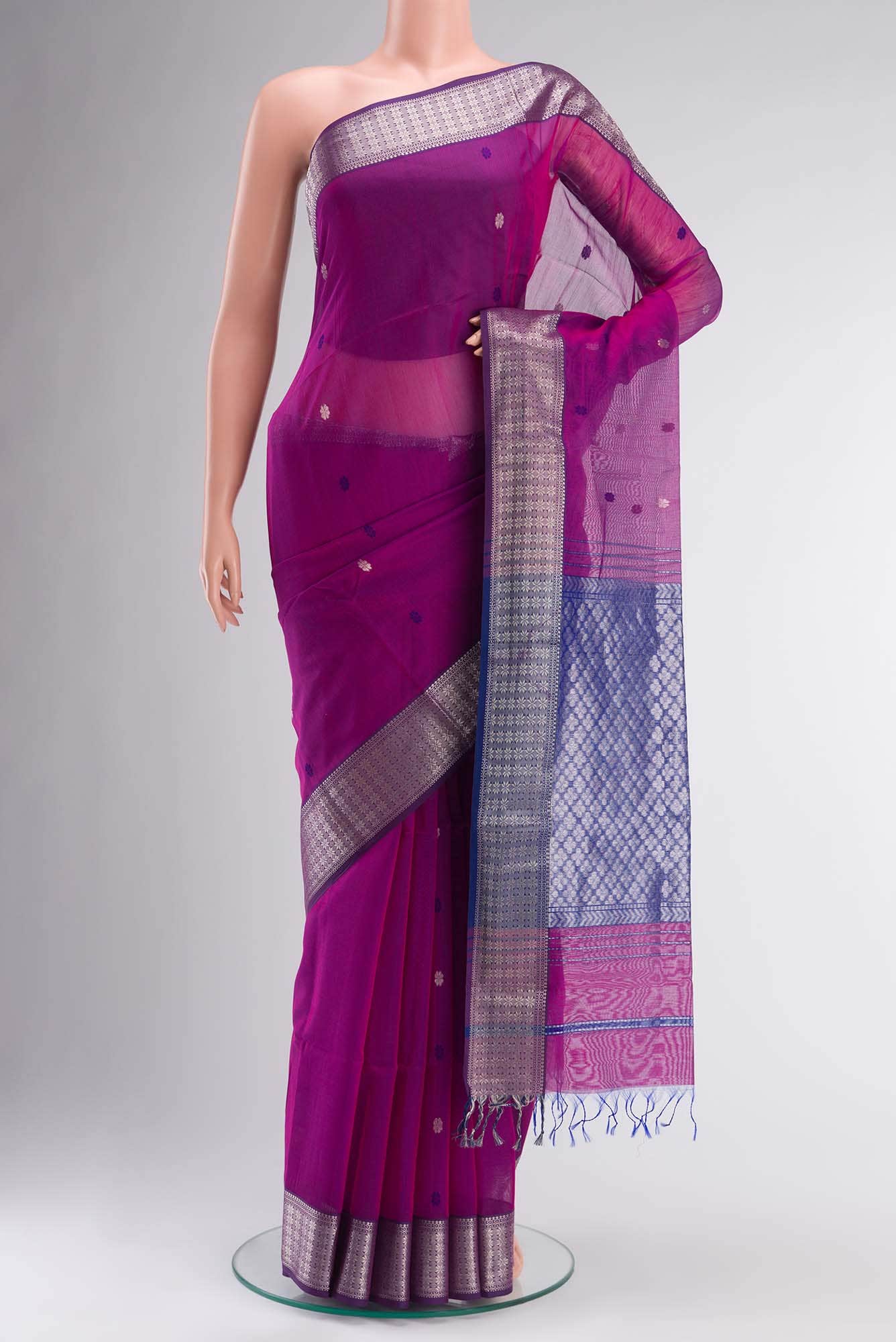 Purple Maheshwari Silk Cotton Saree