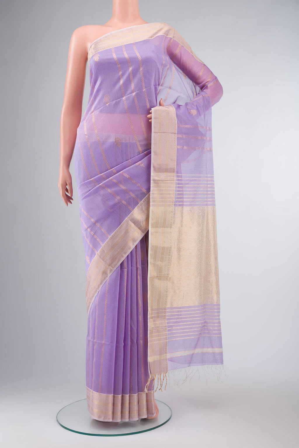 Lavender Maheshwari Silk Cotton Saree