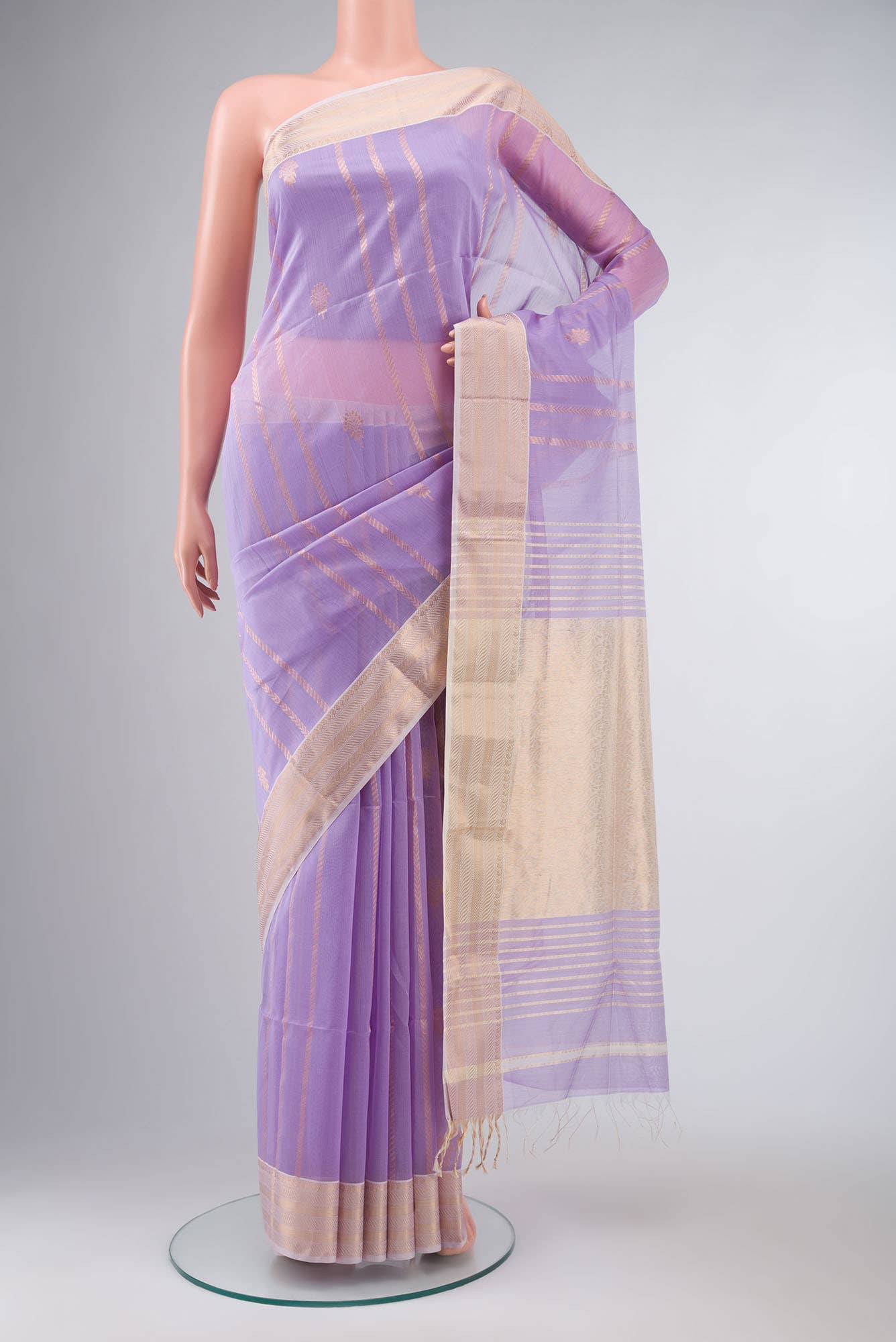 Lavender Maheshwari Silk Cotton Saree