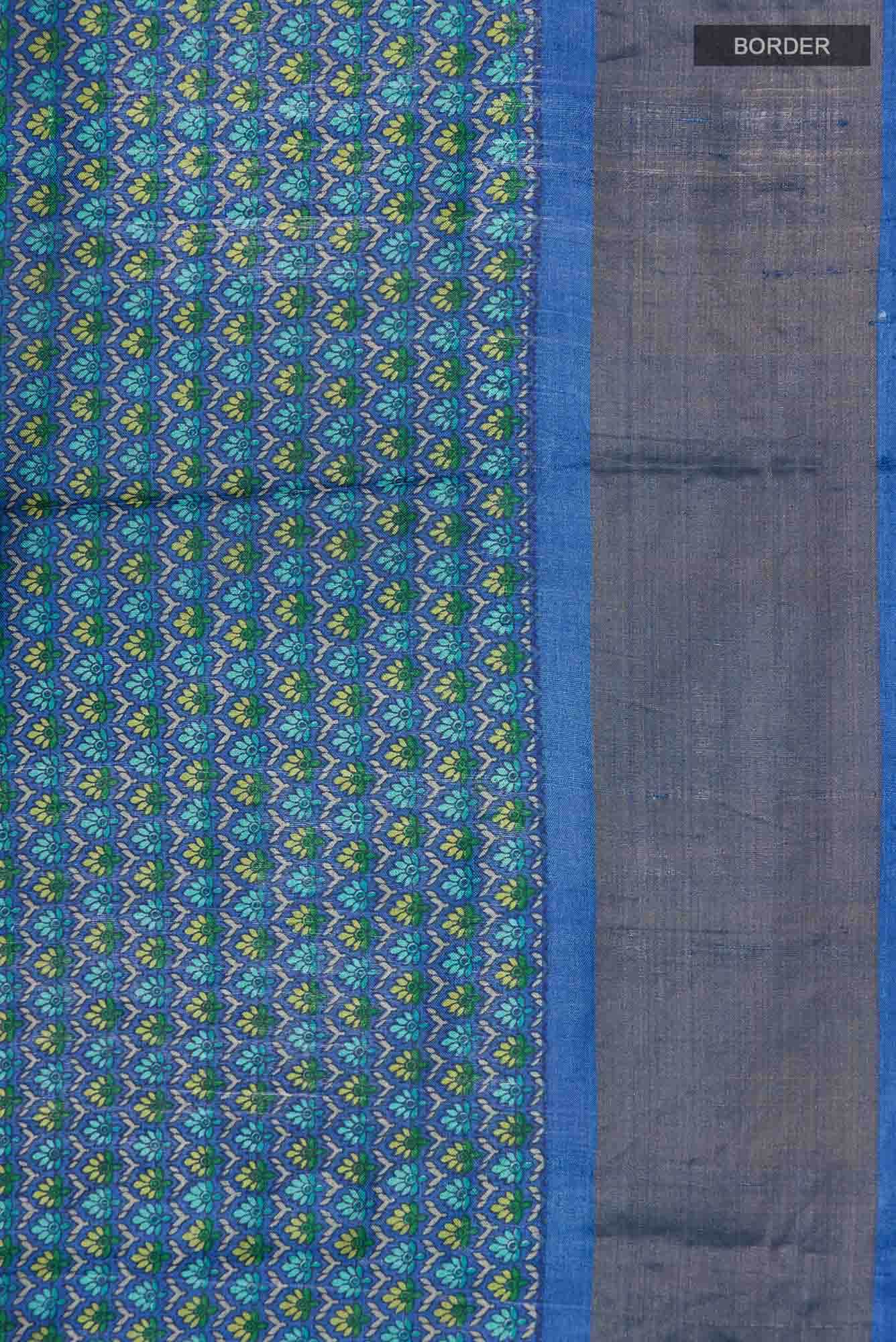 Blue Bhagalpuri Tussar Silk Saree