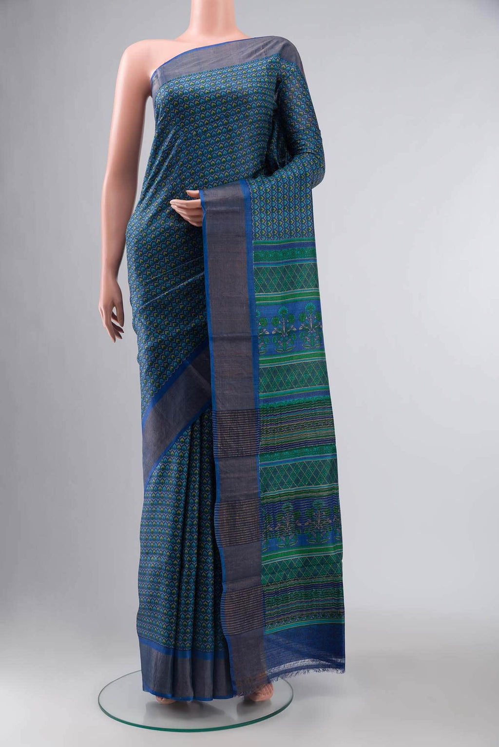 Blue Bhagalpuri Tussar Silk Saree