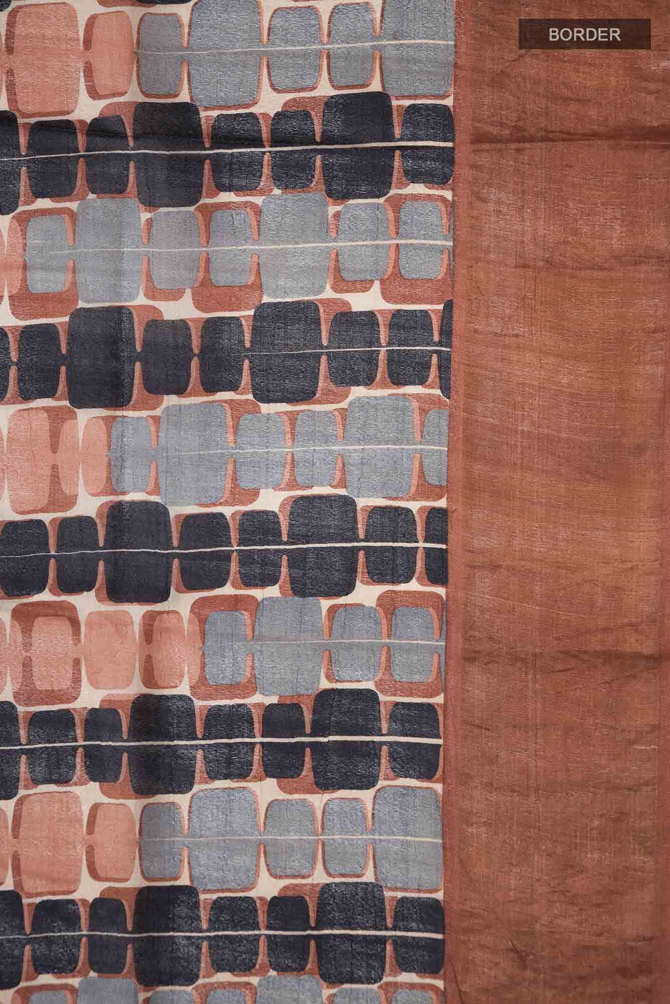 Brown Bhagalpuri Tussar Silk Saree