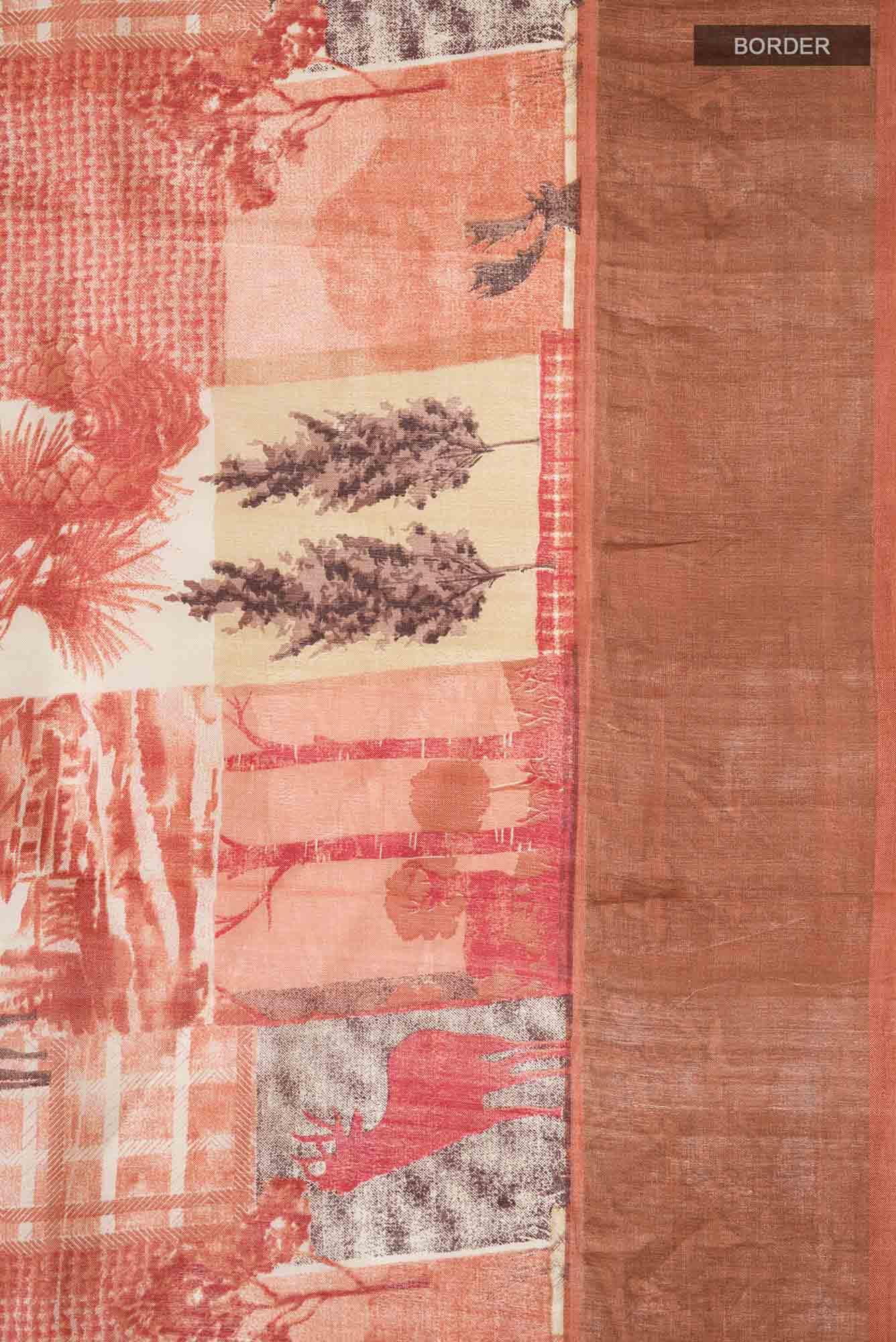 Beige Bhagalpuri Tussar Silk Saree