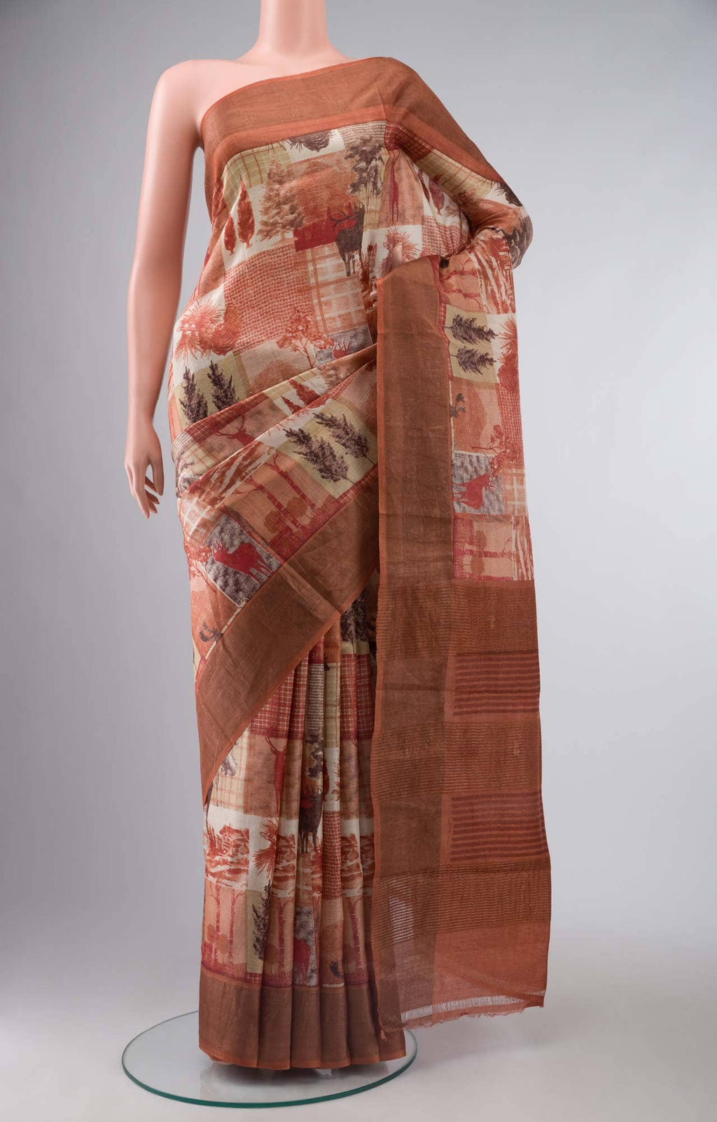 Beige Bhagalpuri Tussar Silk Saree