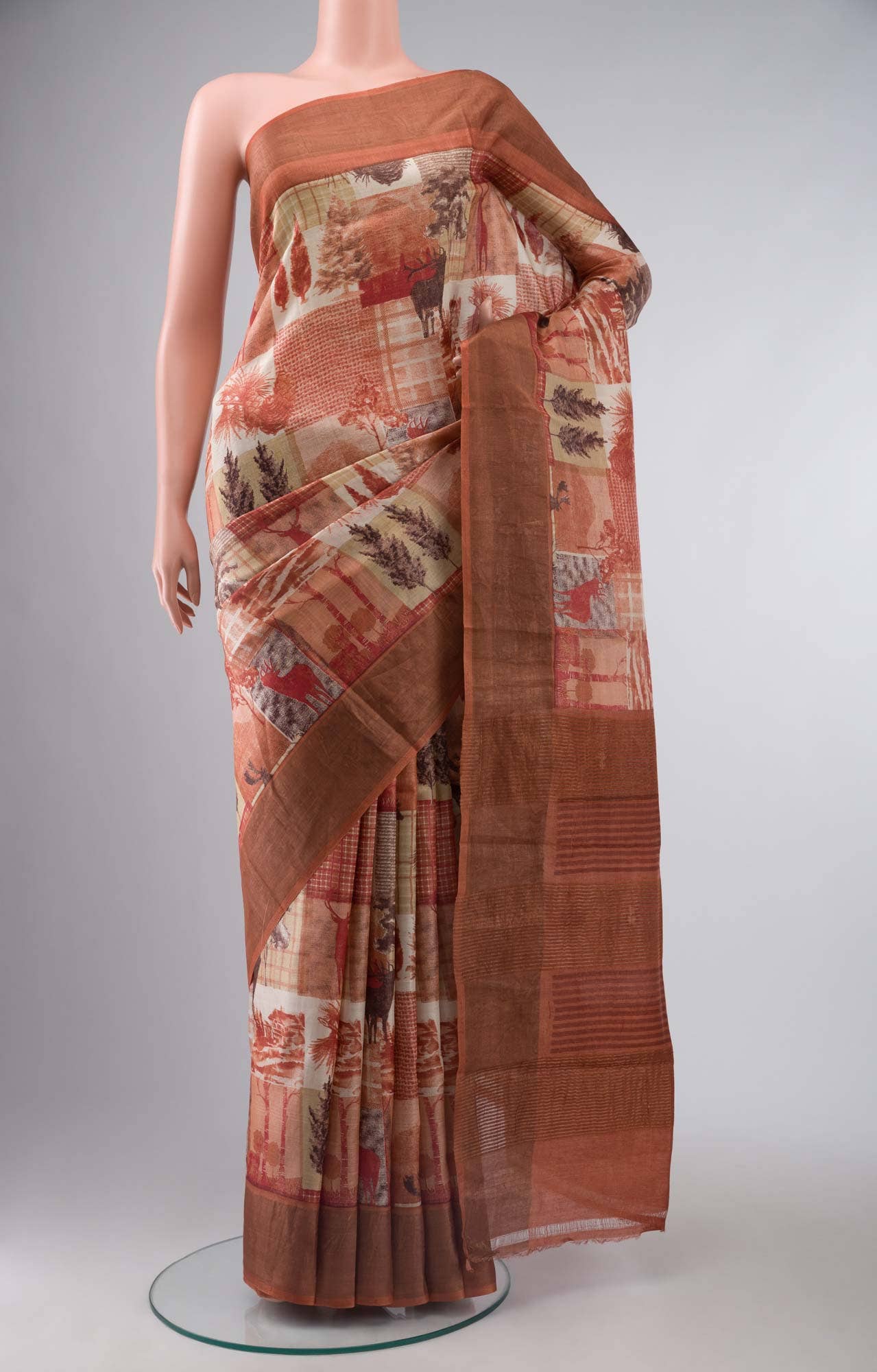 Beige Bhagalpuri Tussar Silk Saree