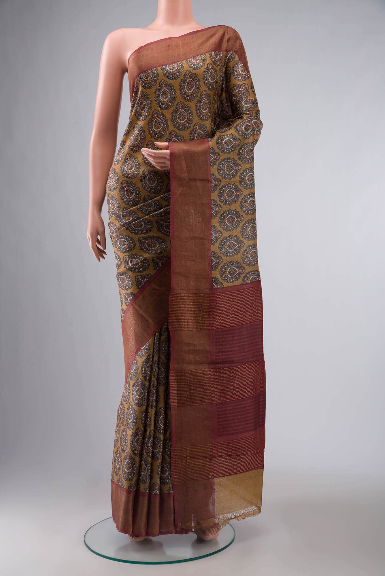 Brown Bhagalpuri Tussar Silk Saree