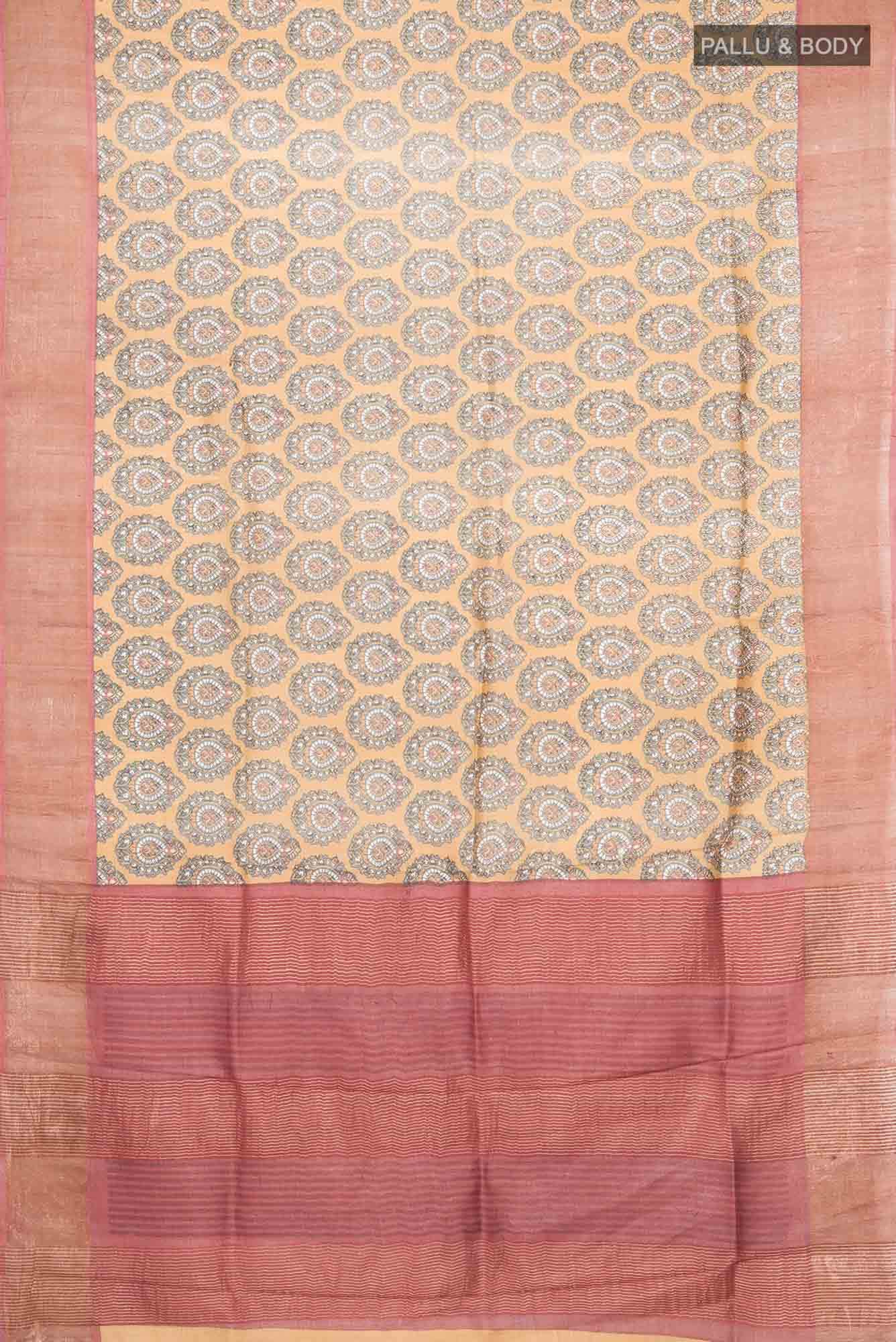 Brown Bhagalpuri Tussar Silk Saree