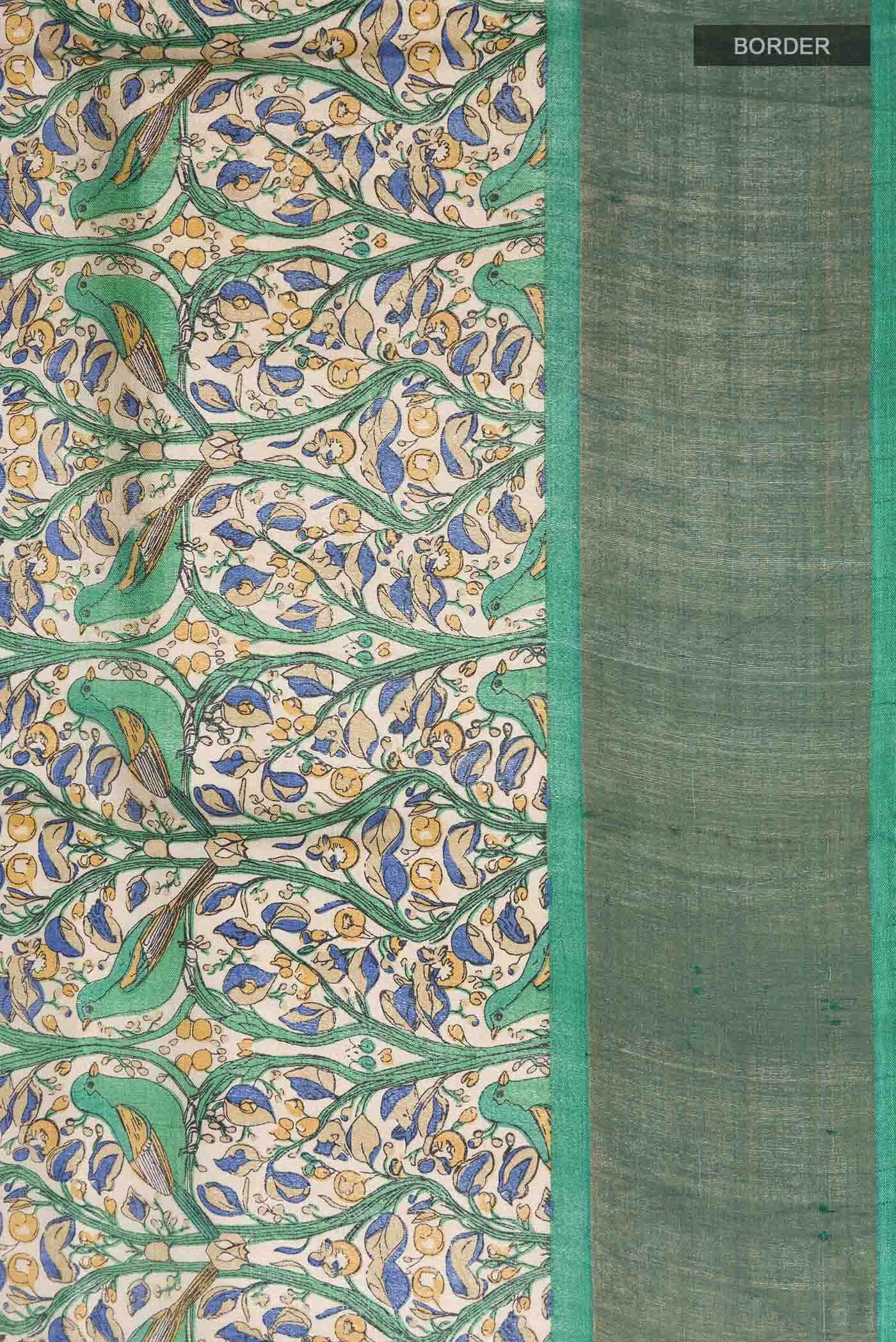 Beige Tussar Silk Saree
