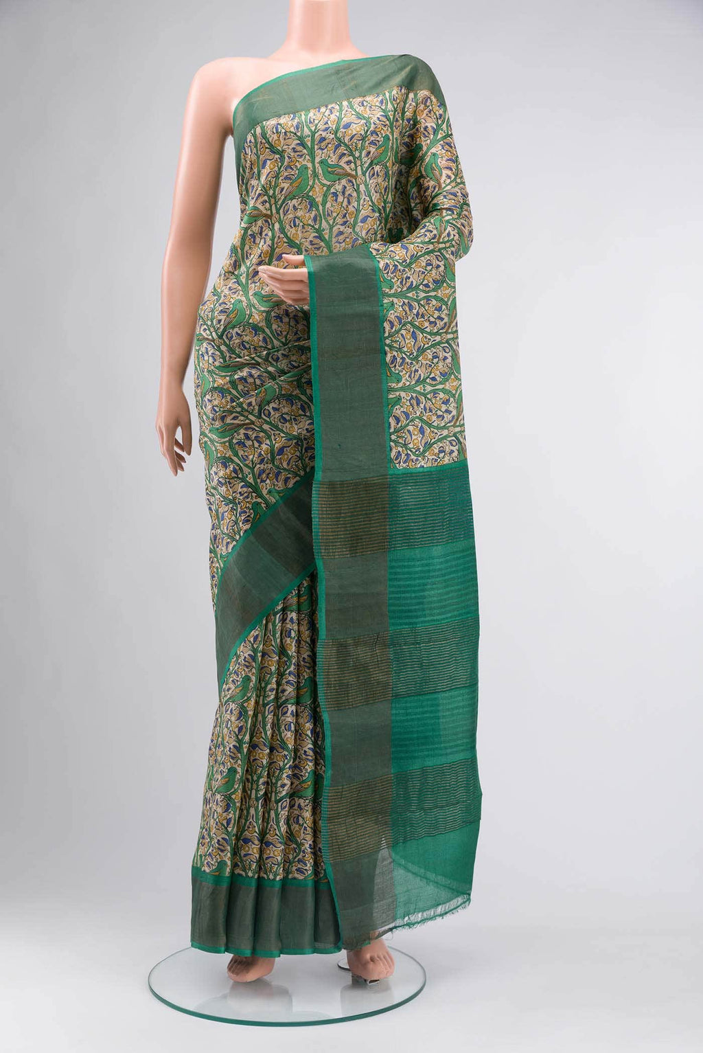 Beige Tussar Silk Saree