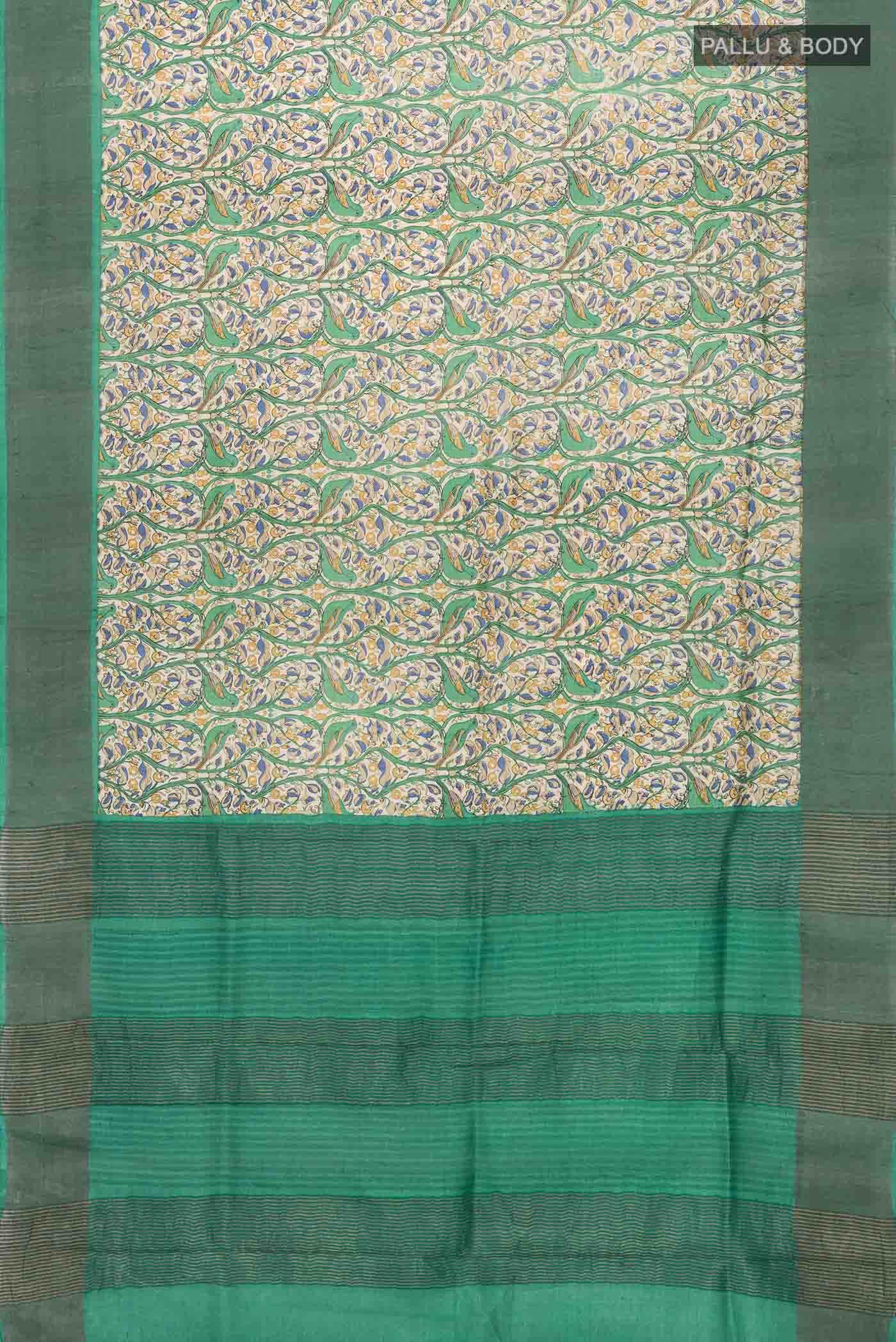 Beige Tussar Silk Saree