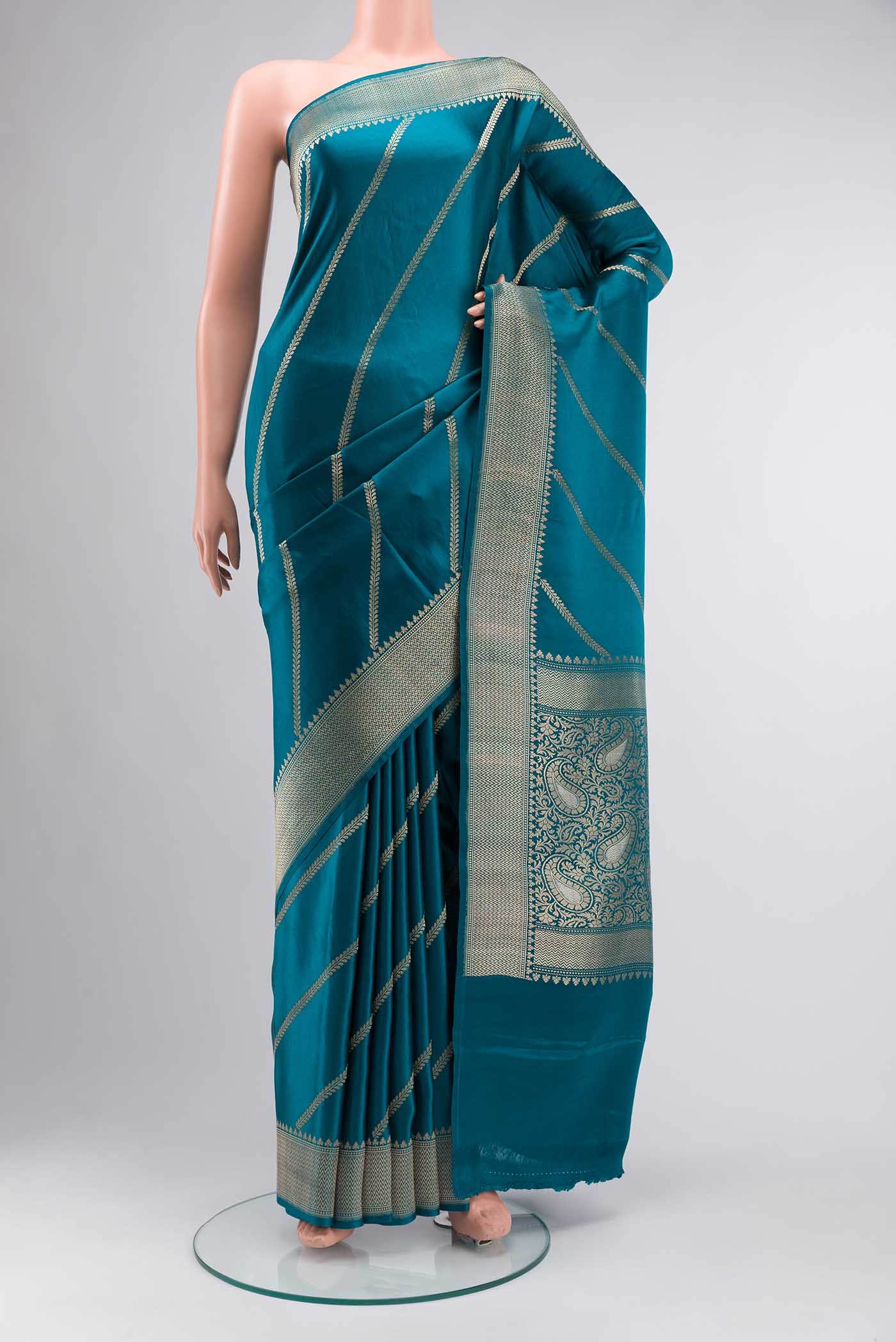 Teal Banarasi Silk Saree