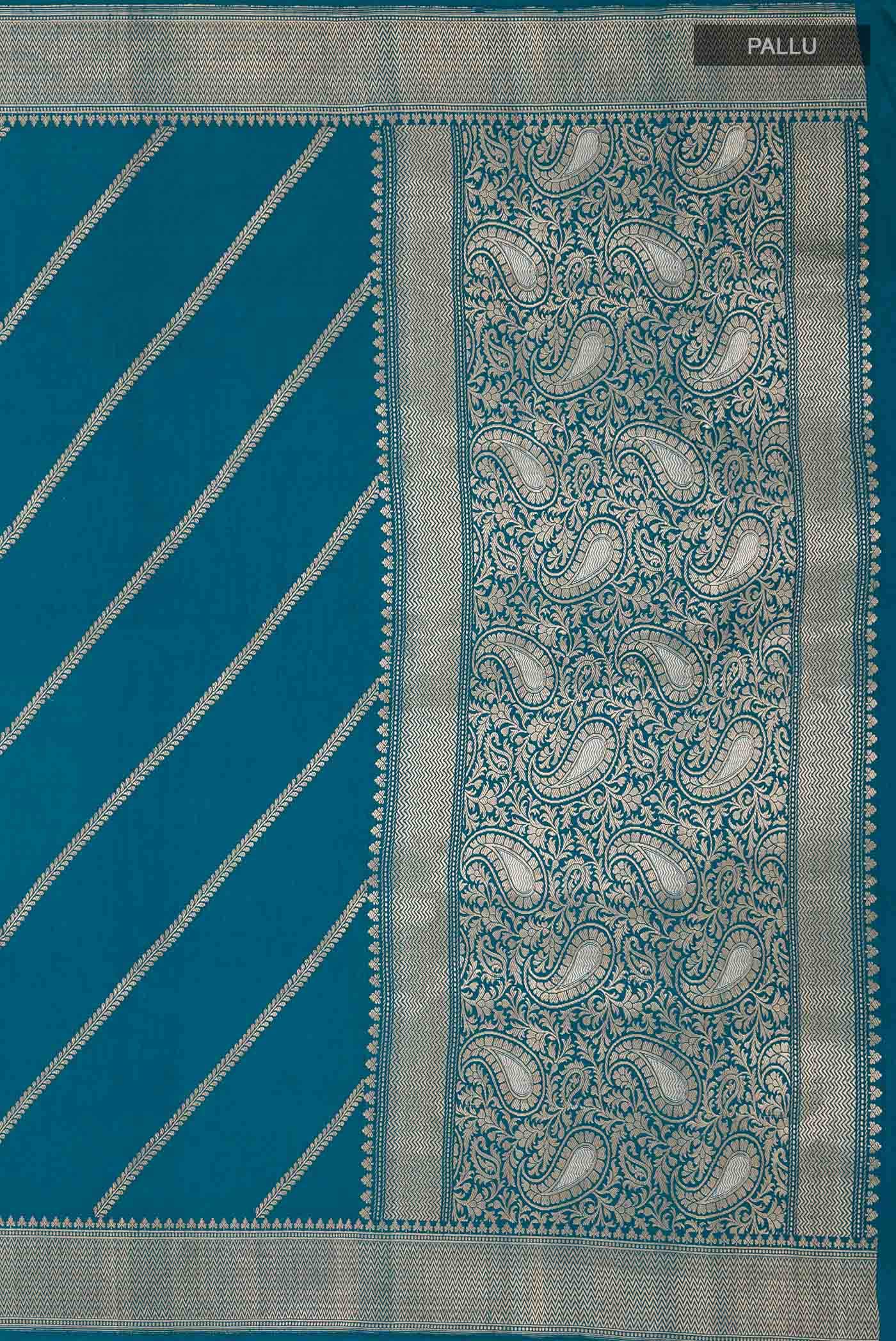 Teal Banarasi Silk Saree