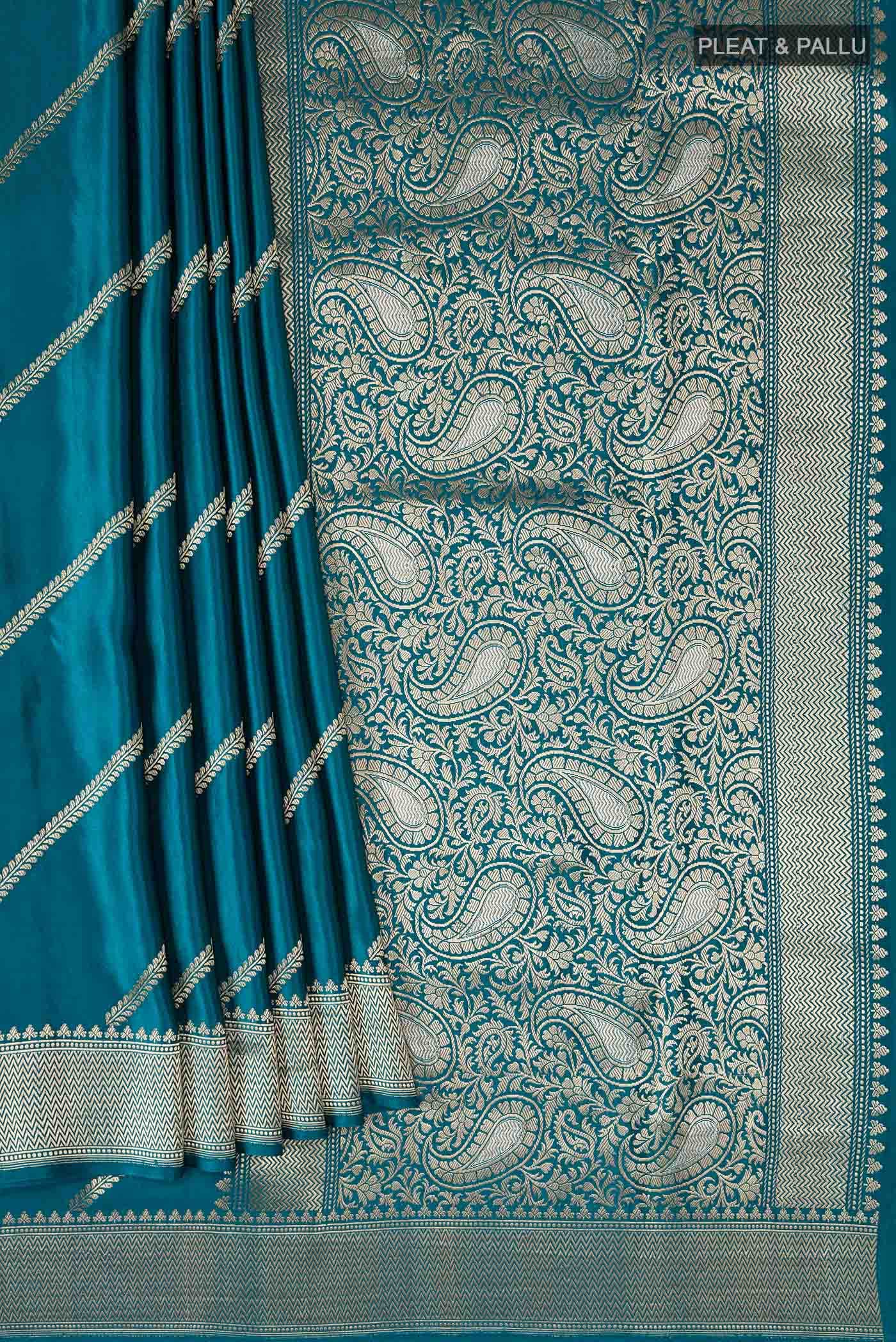 Teal Banarasi Silk Saree