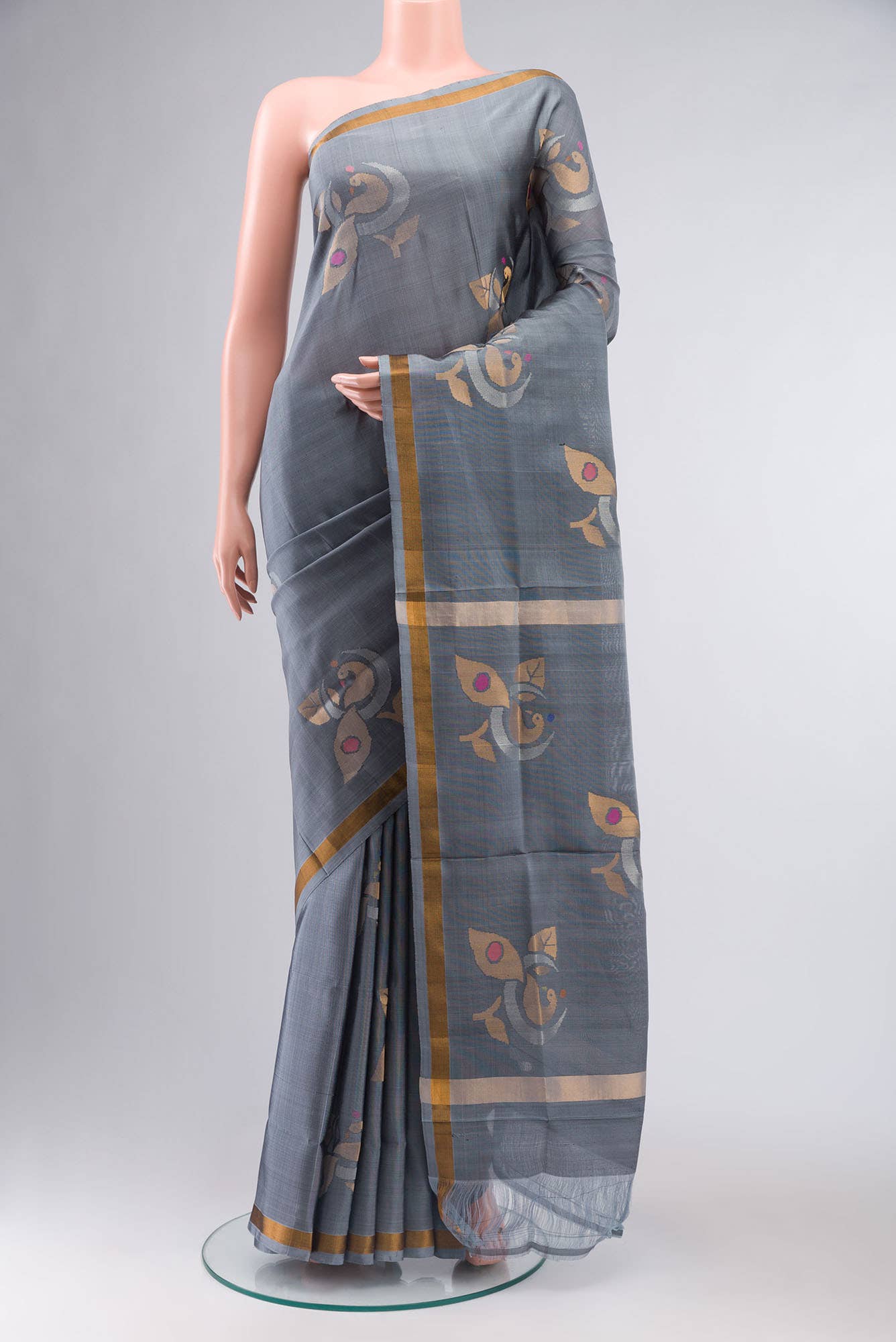 Grey Uppada Silk Saree