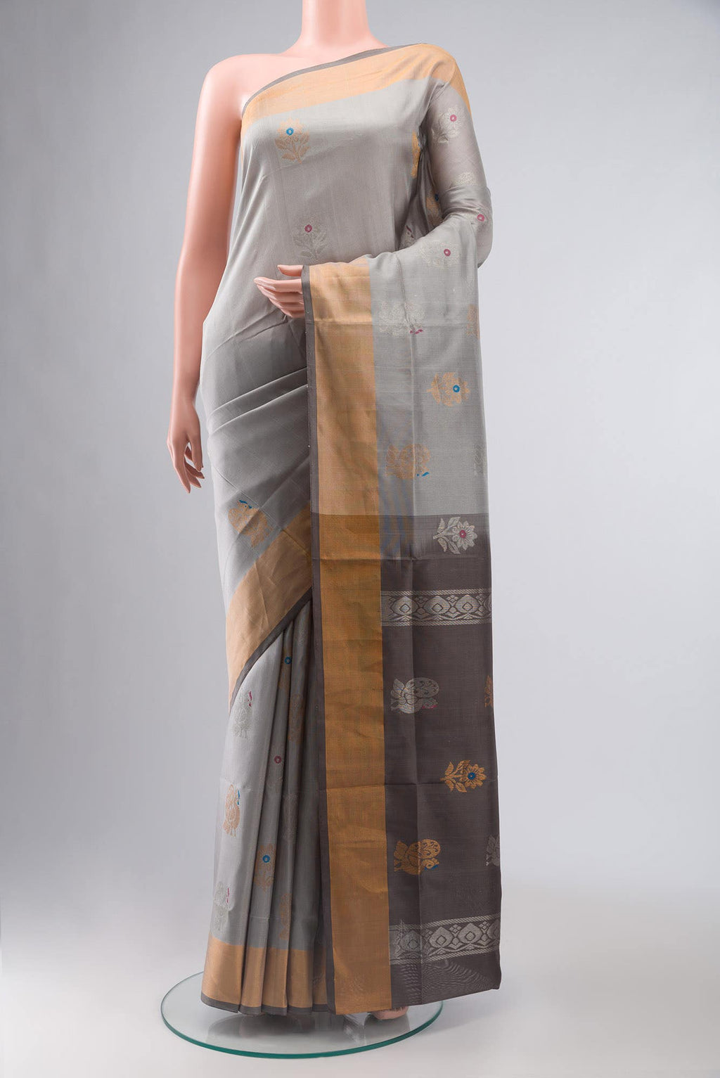 Grey Uppada Silk Saree