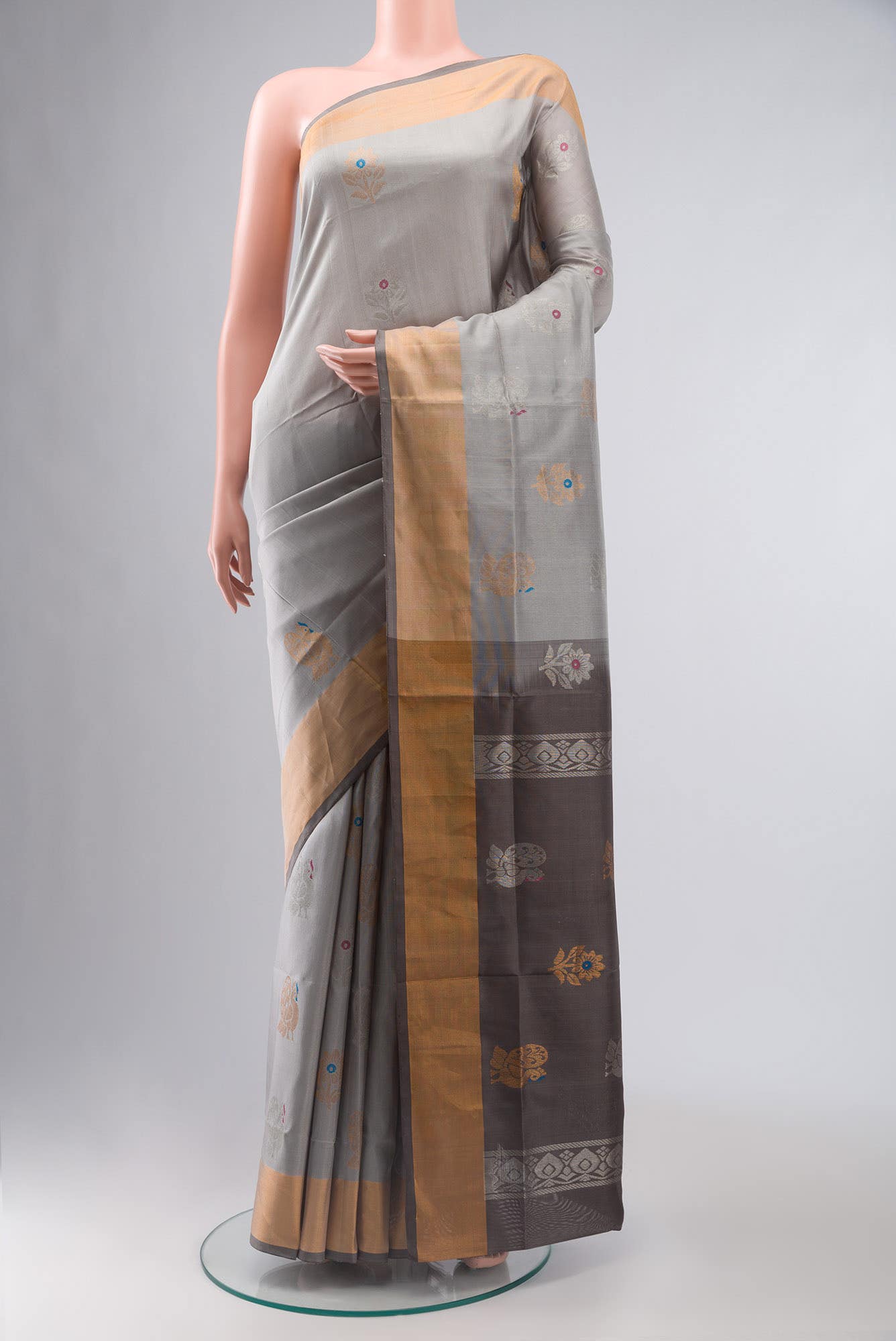 Grey Uppada Silk Saree