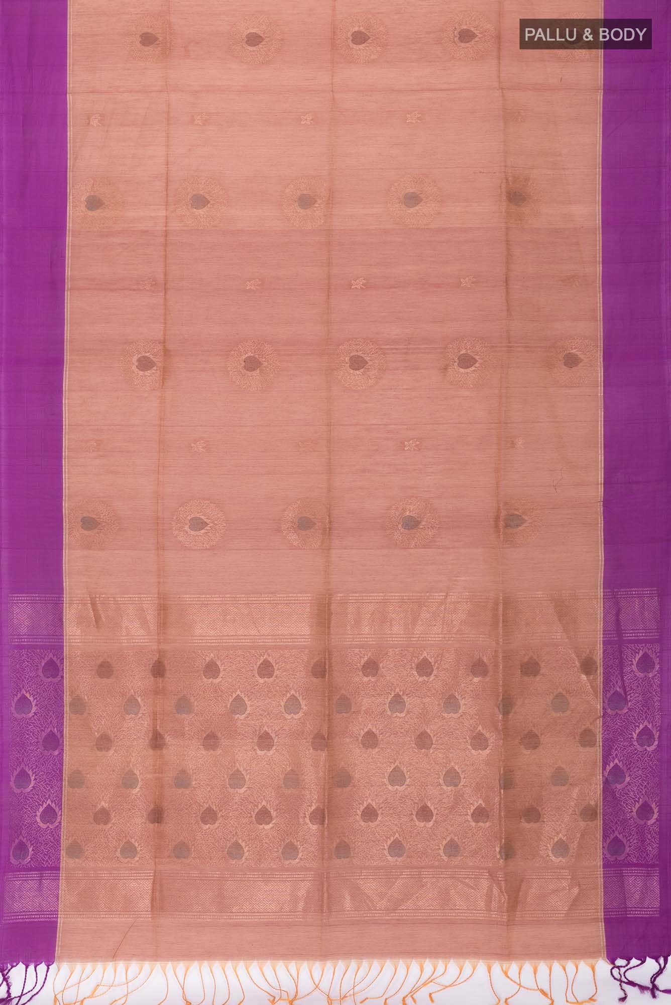 Orange with Magenta Dual Tone Silk Cotton Saree