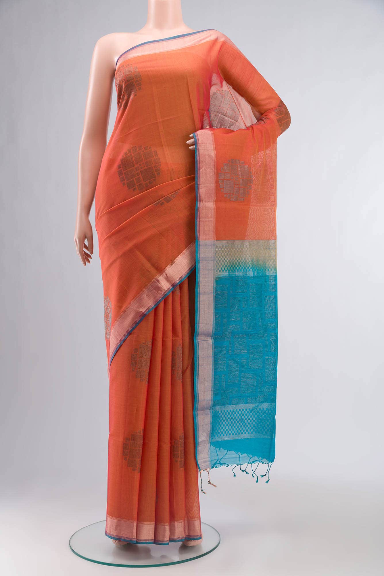 Orange Silk Cotton Saree