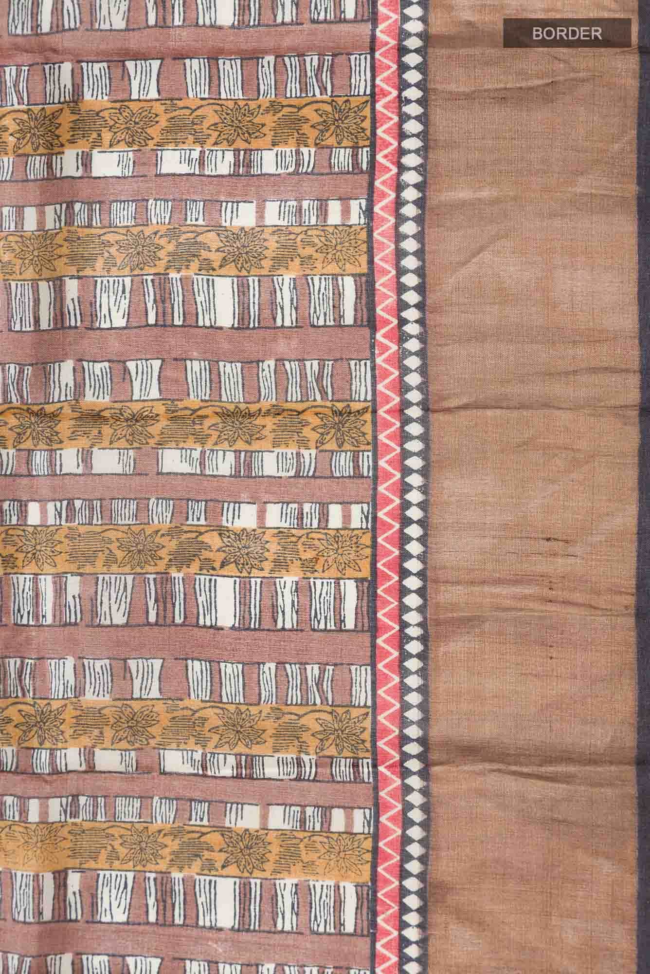 Brown Bhagalpuri Tussar Silk Saree