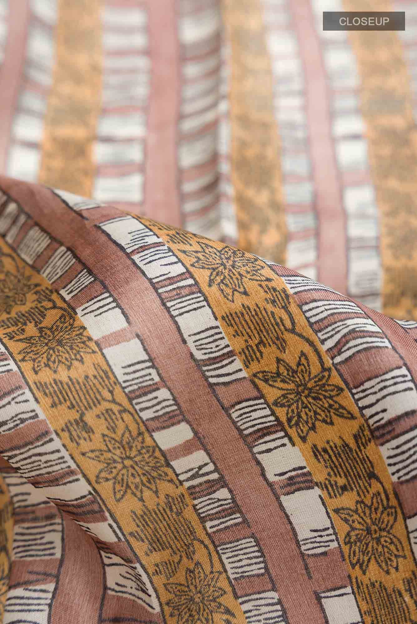 Brown Bhagalpuri Tussar Silk Saree