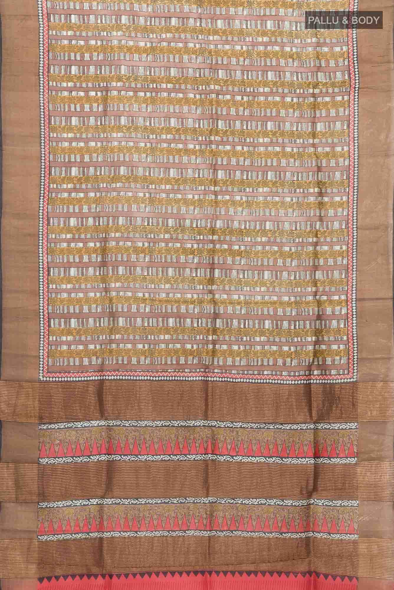 Brown Bhagalpuri Tussar Silk Saree