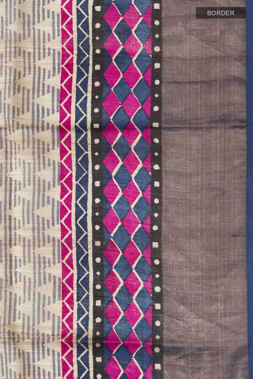 Beige Tussar Silk Saree