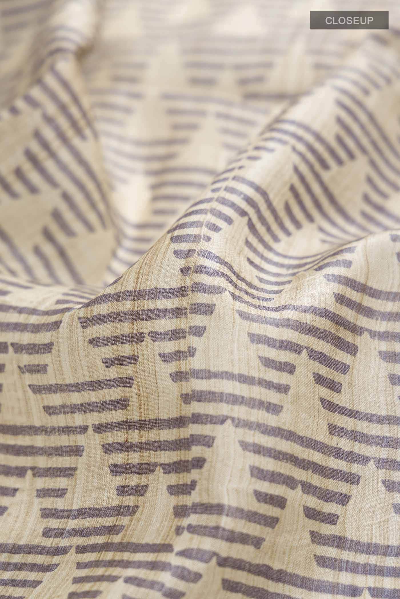 Beige Tussar Silk Saree