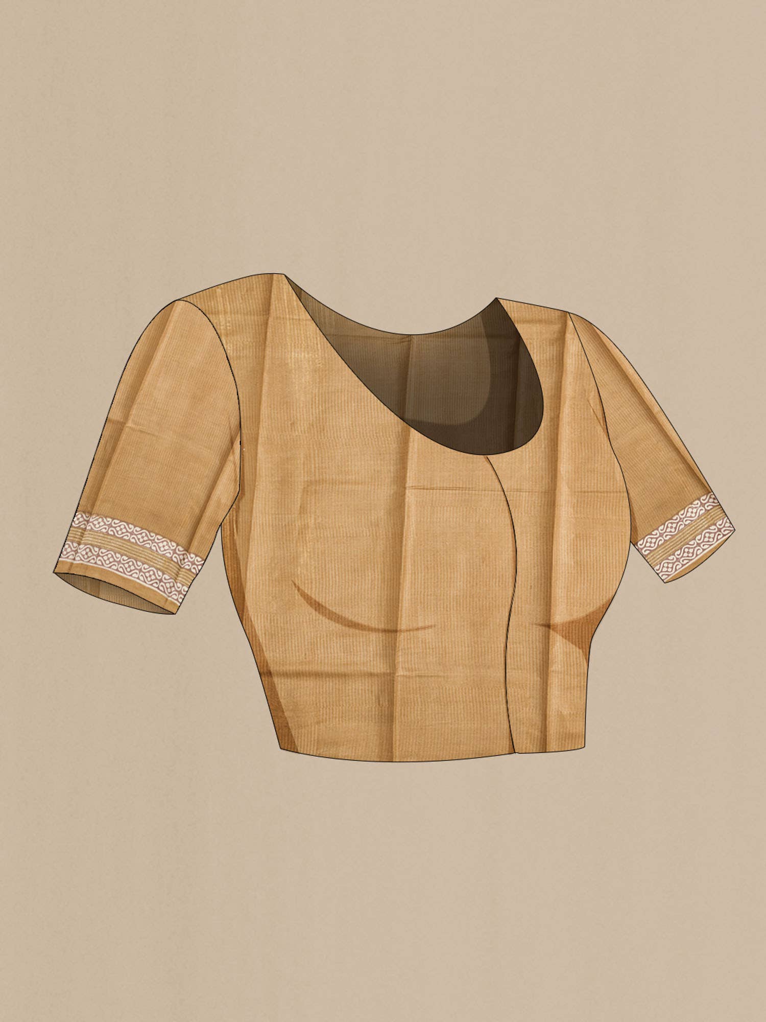 Beige Bhagalpuri Tussar Silk Saree