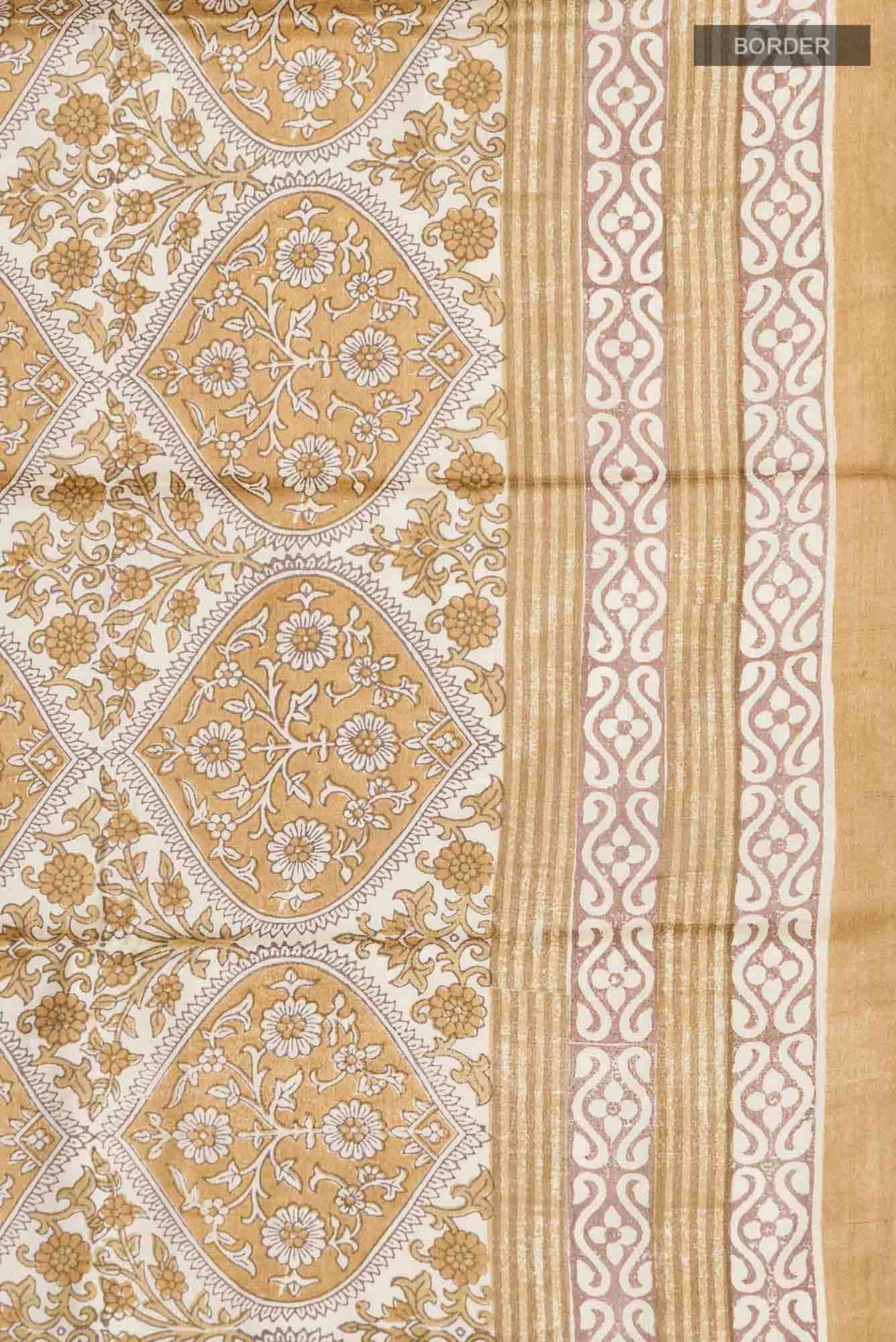 Beige Bhagalpuri Tussar Silk Saree