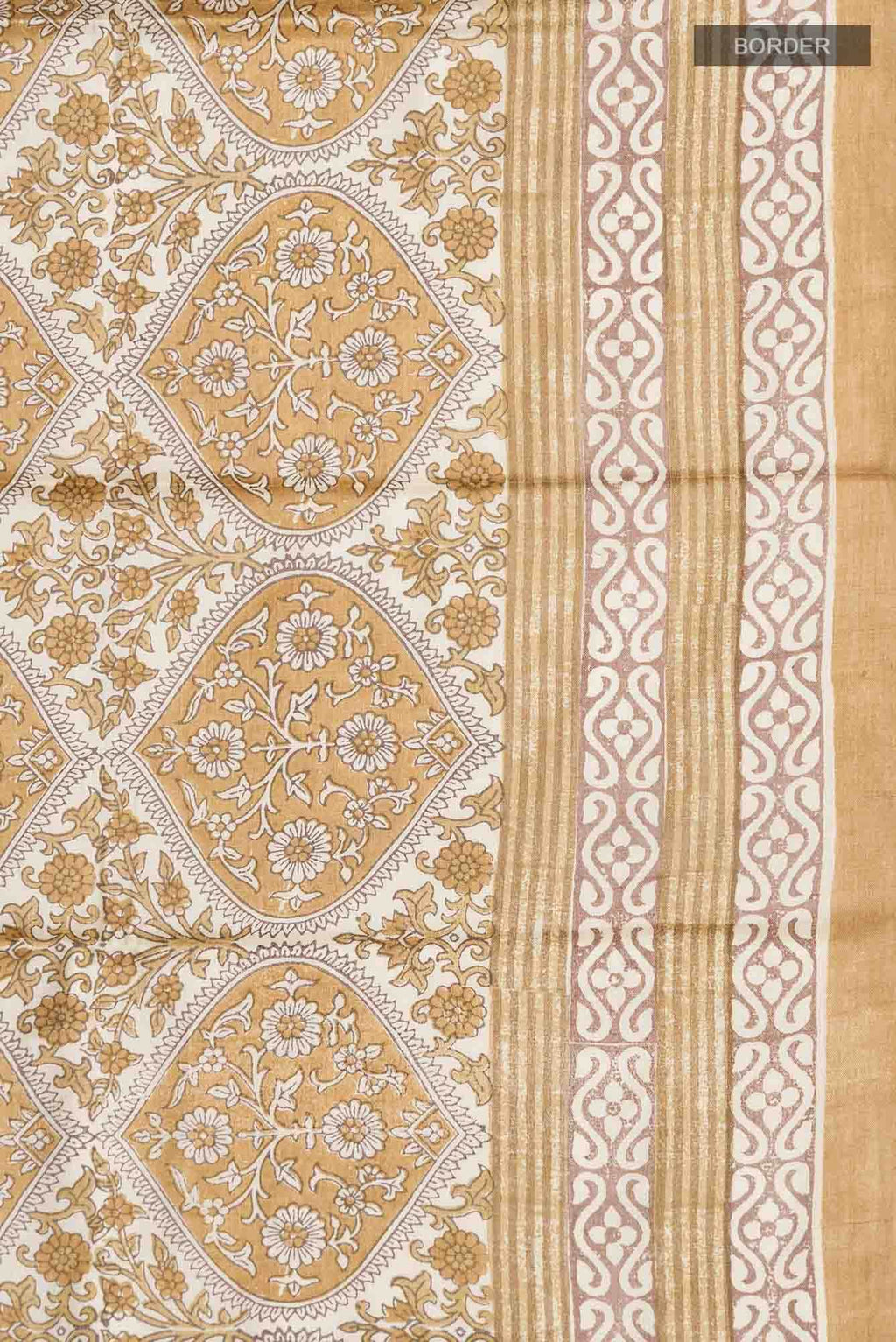 Beige Bhagalpuri Tussar Silk Saree