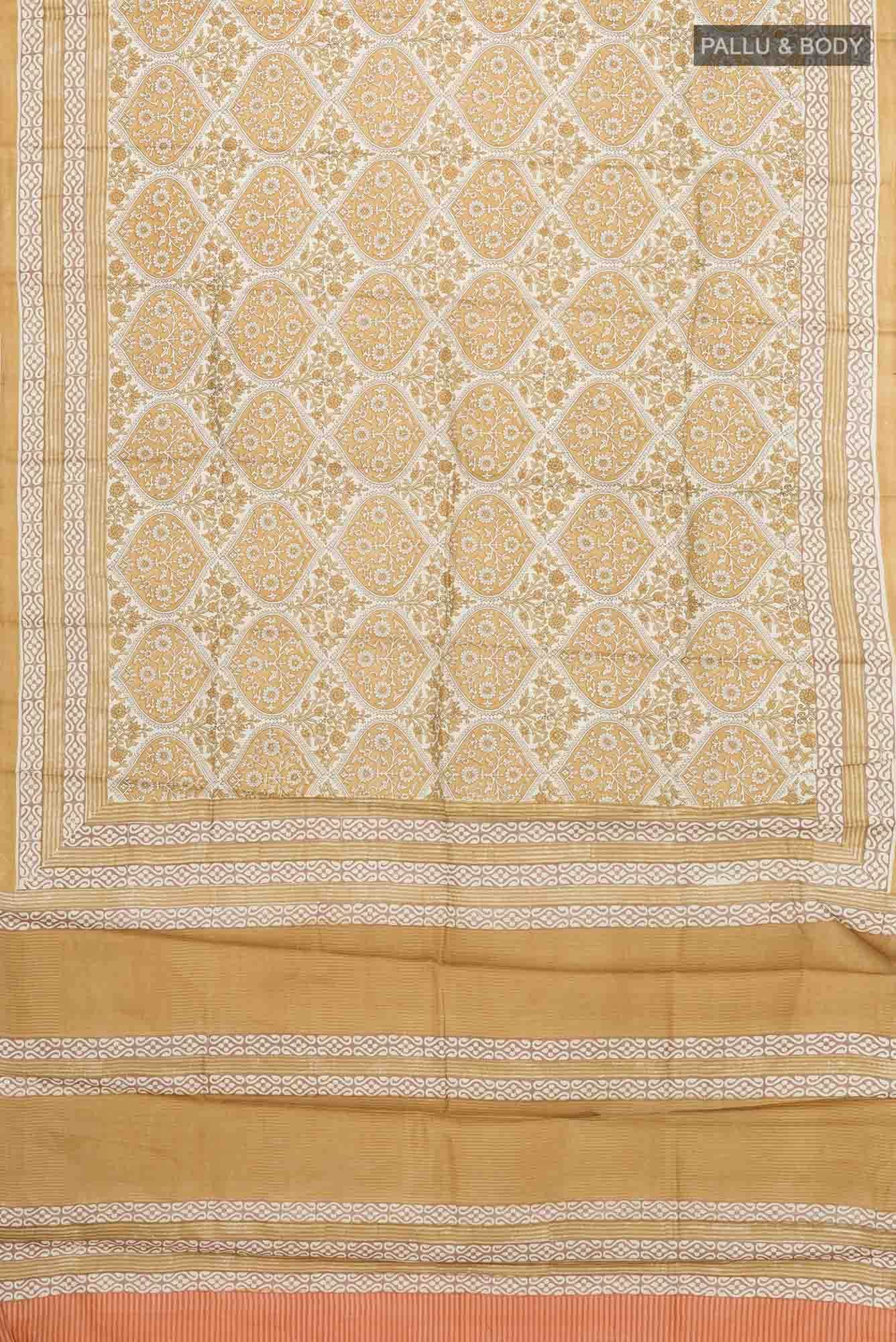 Beige Bhagalpuri Tussar Silk Saree