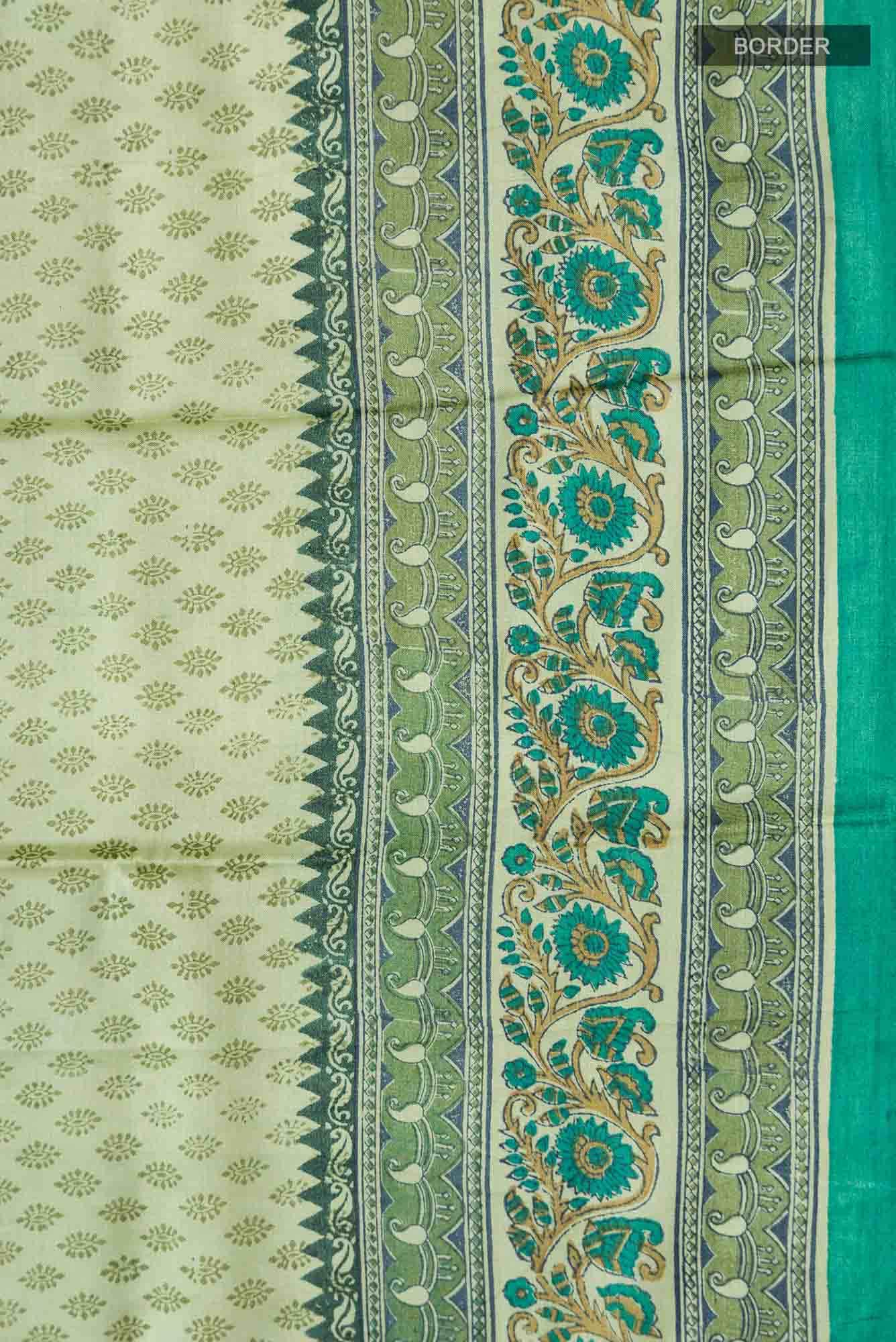 Green Bhagalpuri Tussar Silk Saree