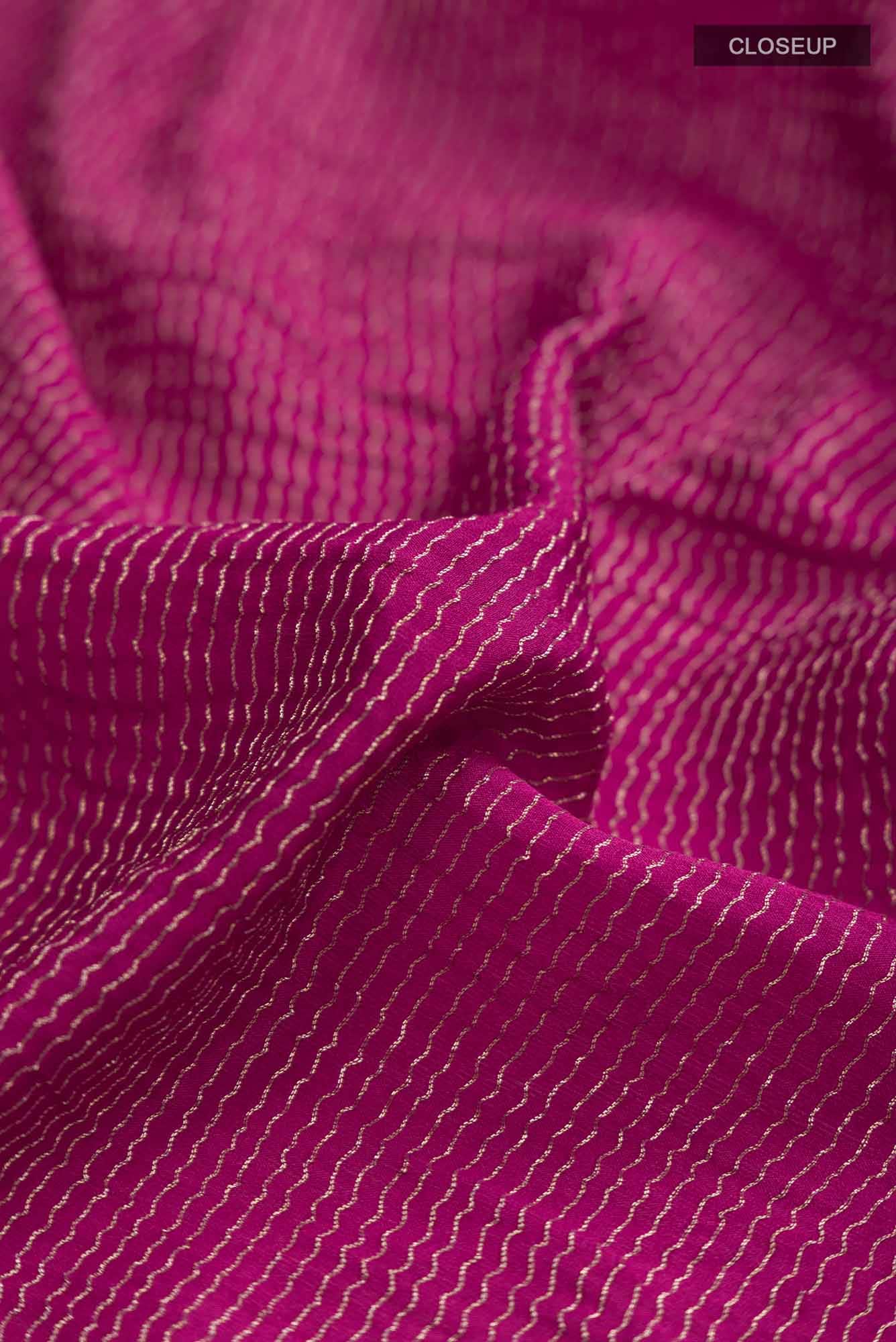 Dark Pink Mysore Crepe Saree