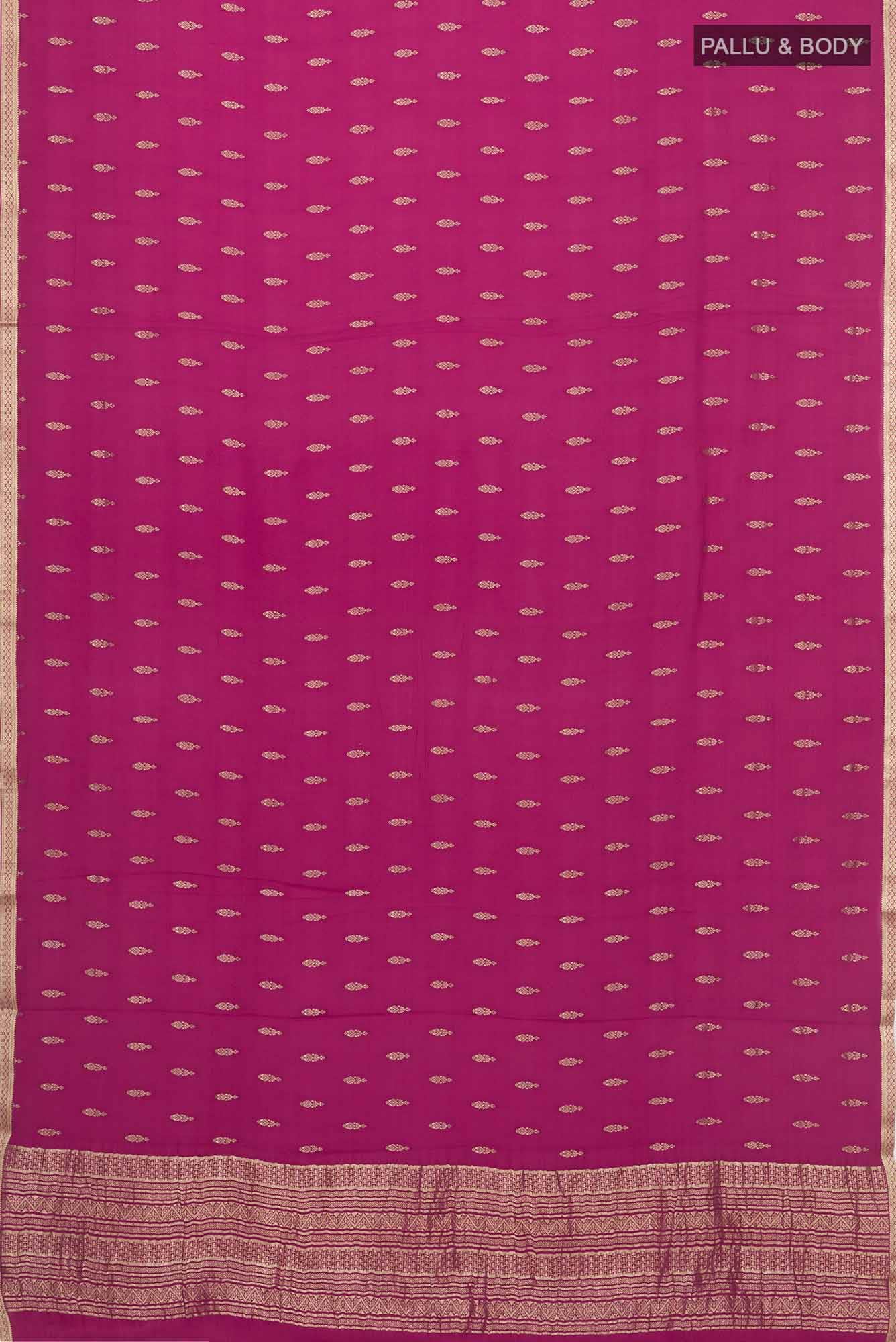 Dark Pink Mysore Crepe Saree