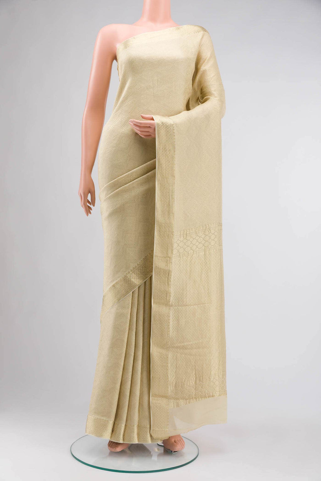 Cream Mysore Crepe Saree