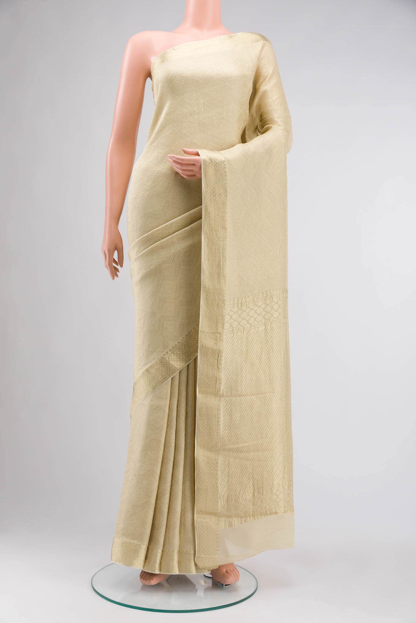 Cream Mysore Crepe Saree