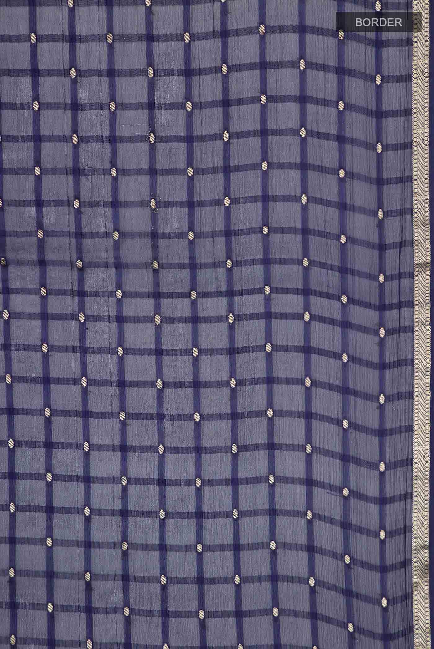 Navy Blue Mysore Chiffon Saree