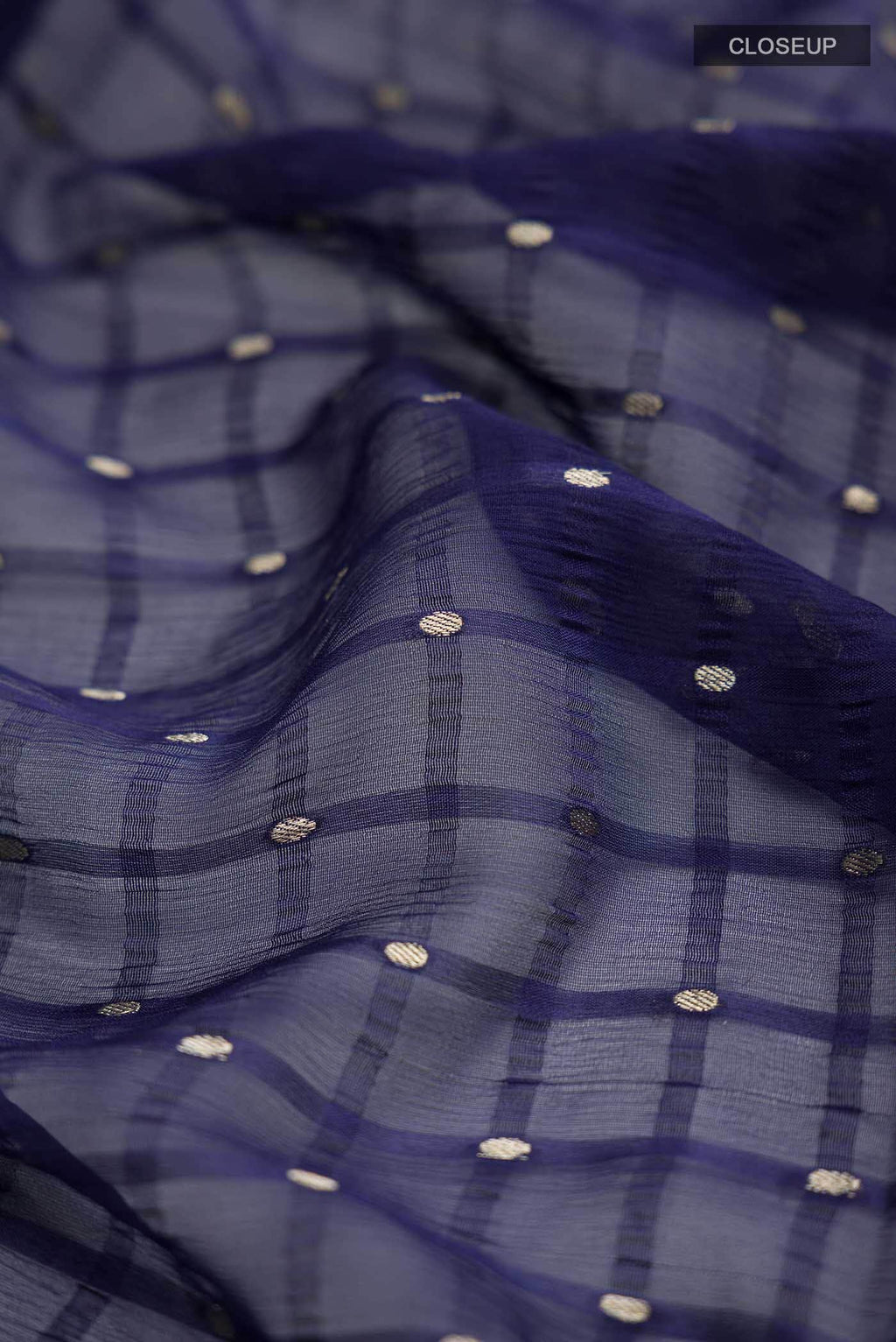 Navy Blue Mysore Chiffon Saree