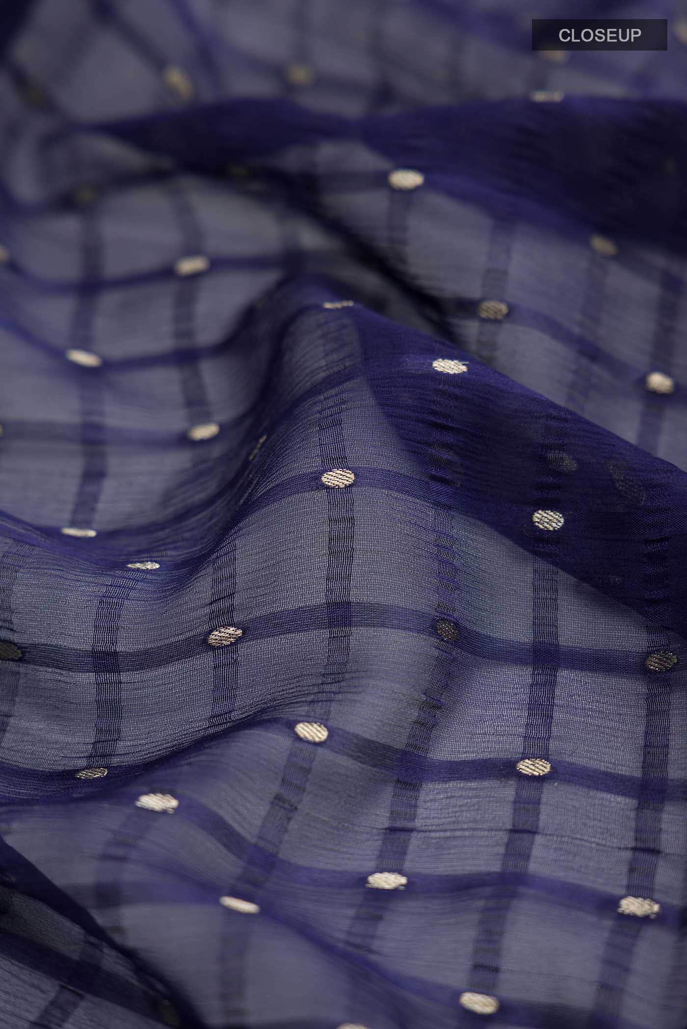 Navy Blue Mysore Chiffon Saree