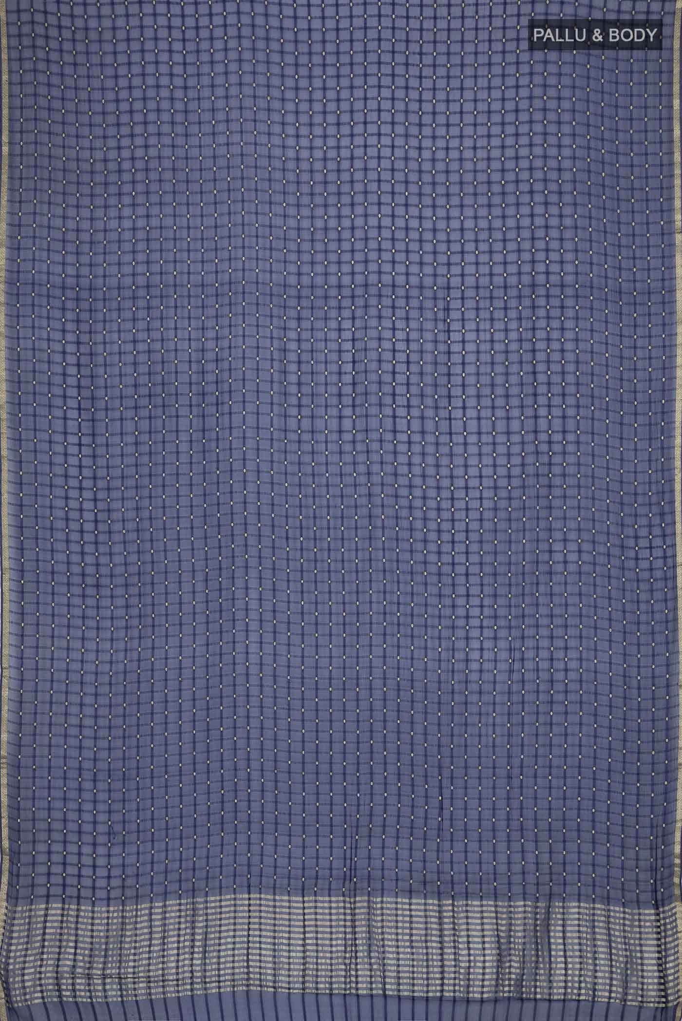 Navy Blue Mysore Chiffon Saree