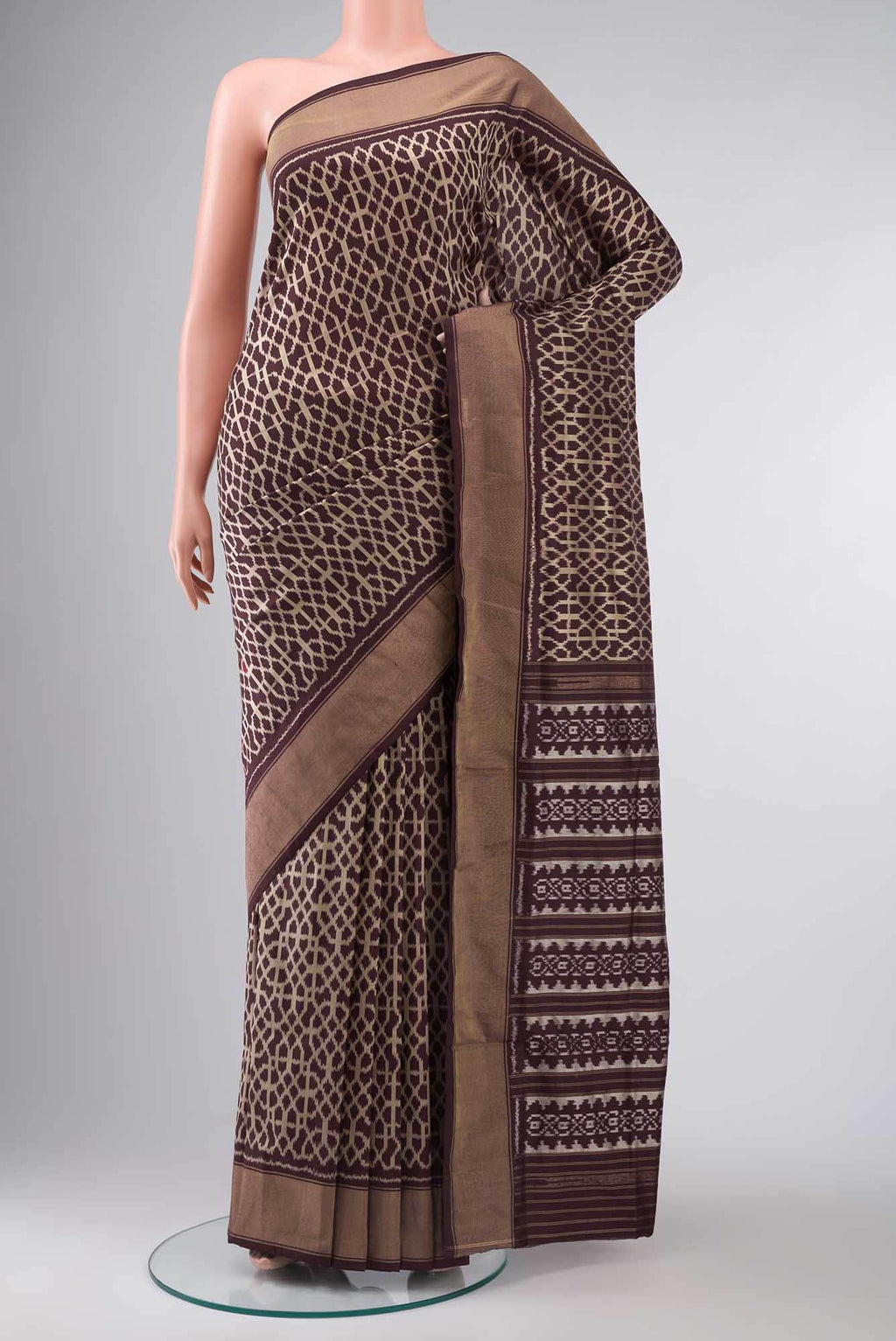 Brown Pochampally Silk Saree