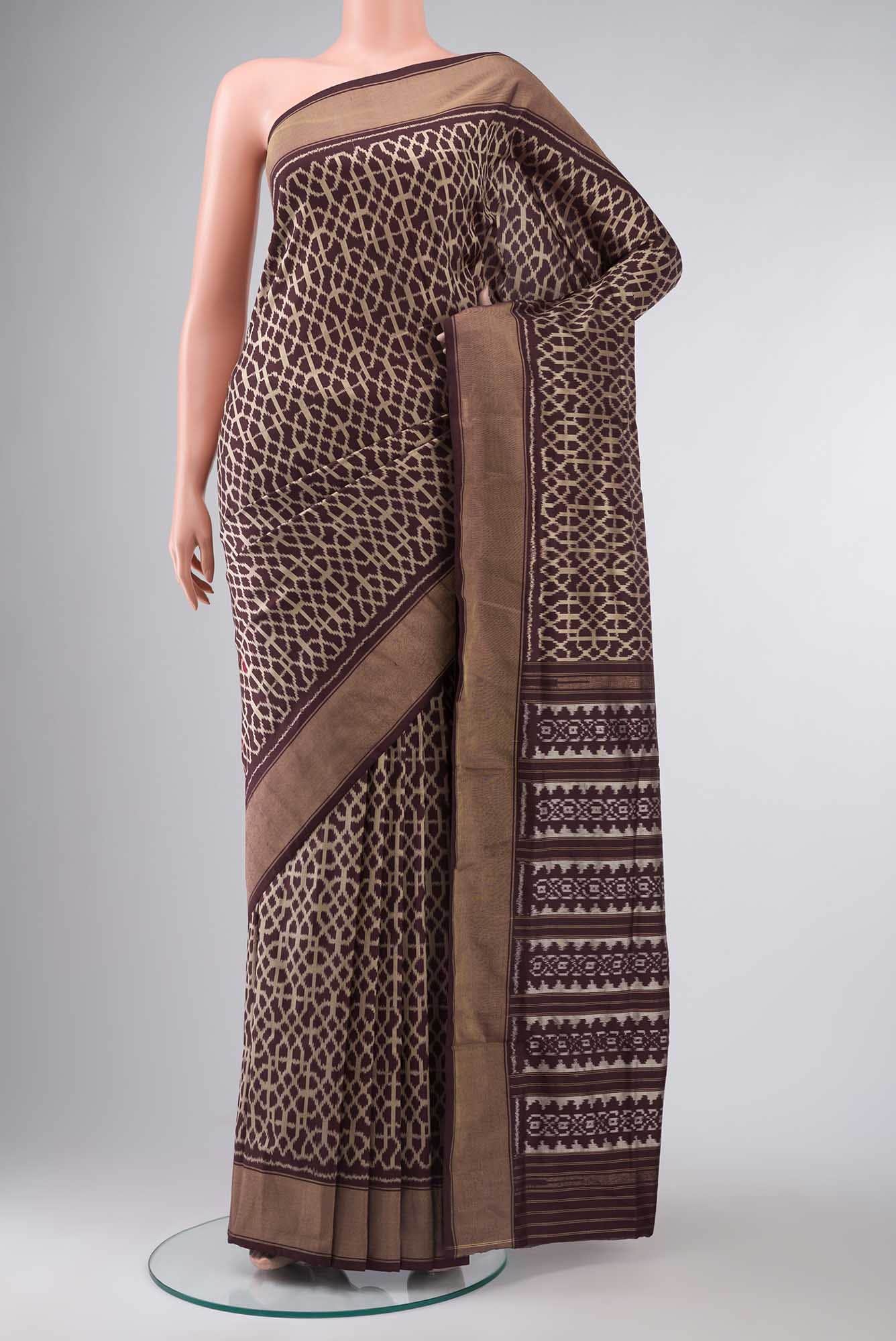 Brown Pochampally Silk Saree