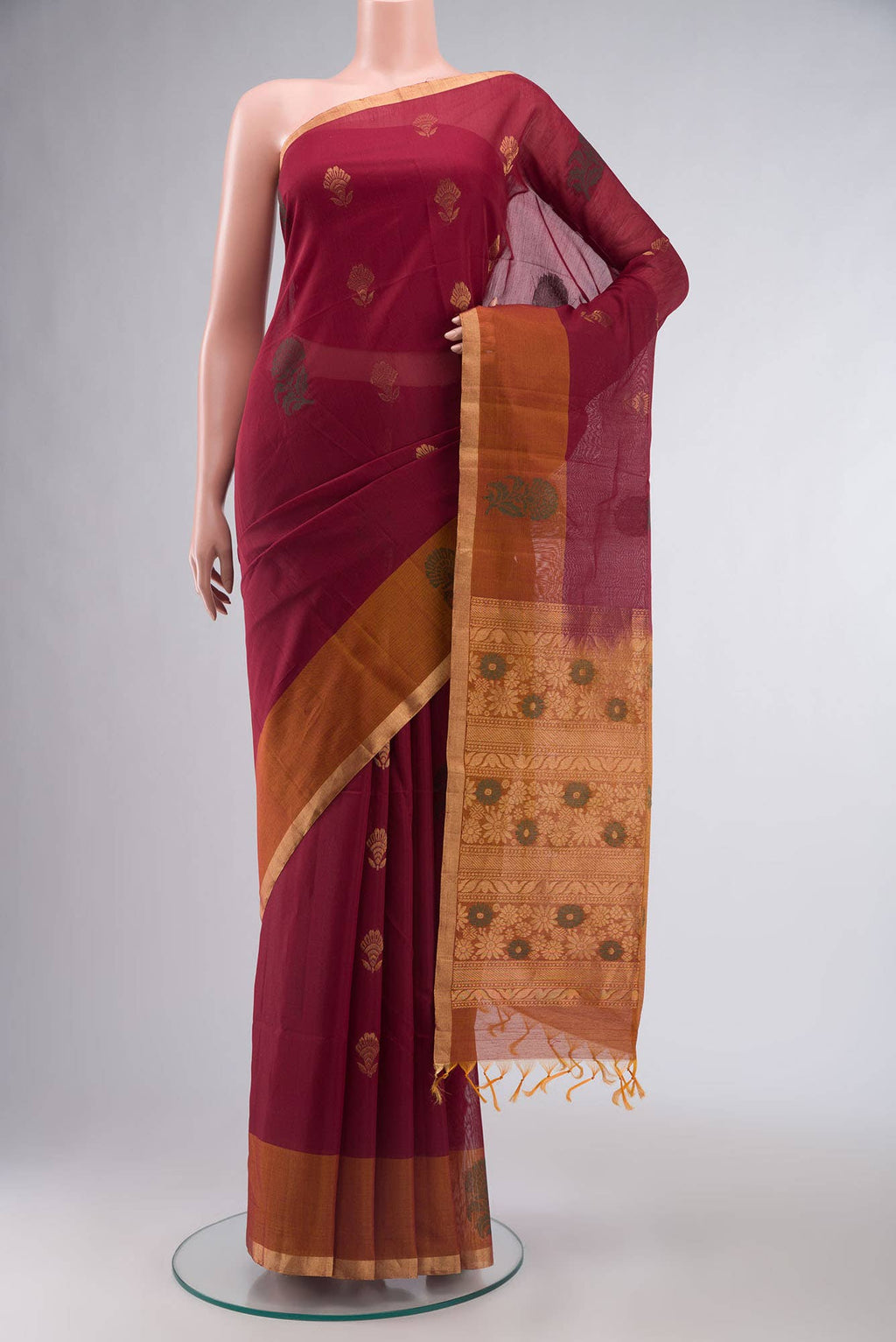 Maroon Silk Cotton Saree