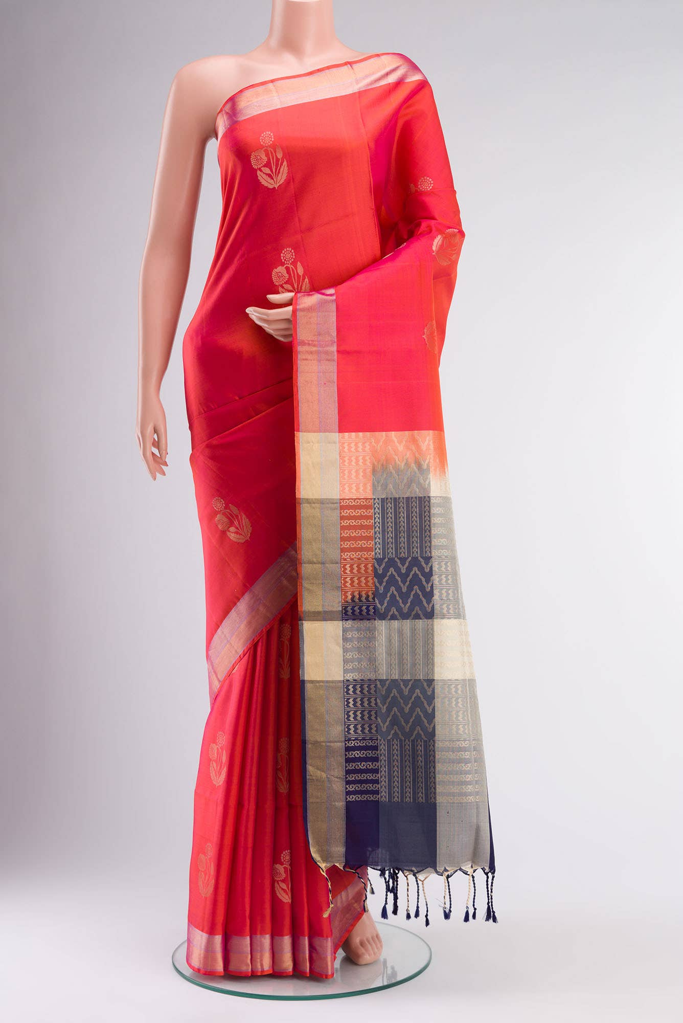 Orange with Pink Dual Tone Soft Silk Saree
