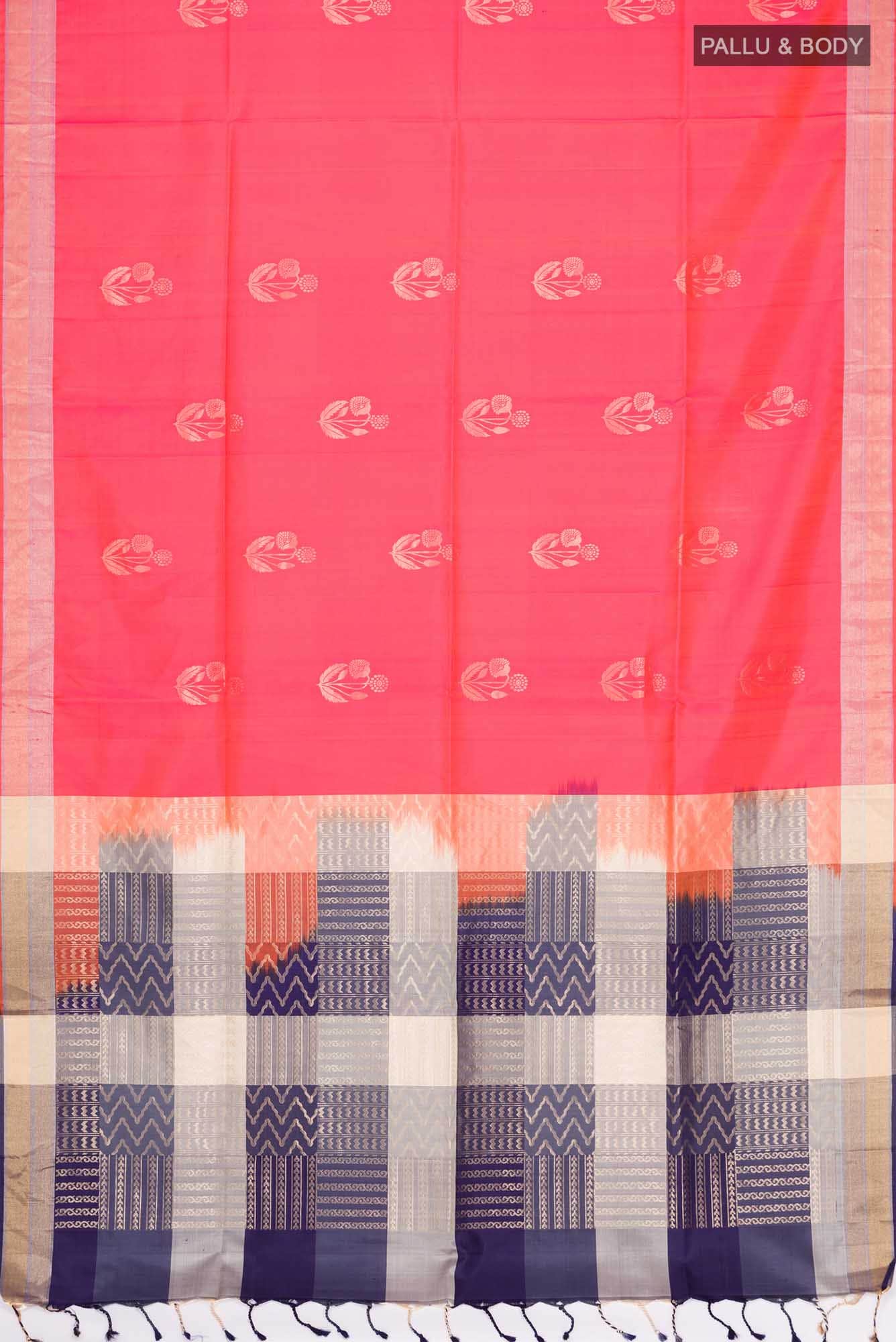 Orange with Pink Dual Tone Soft Silk Saree