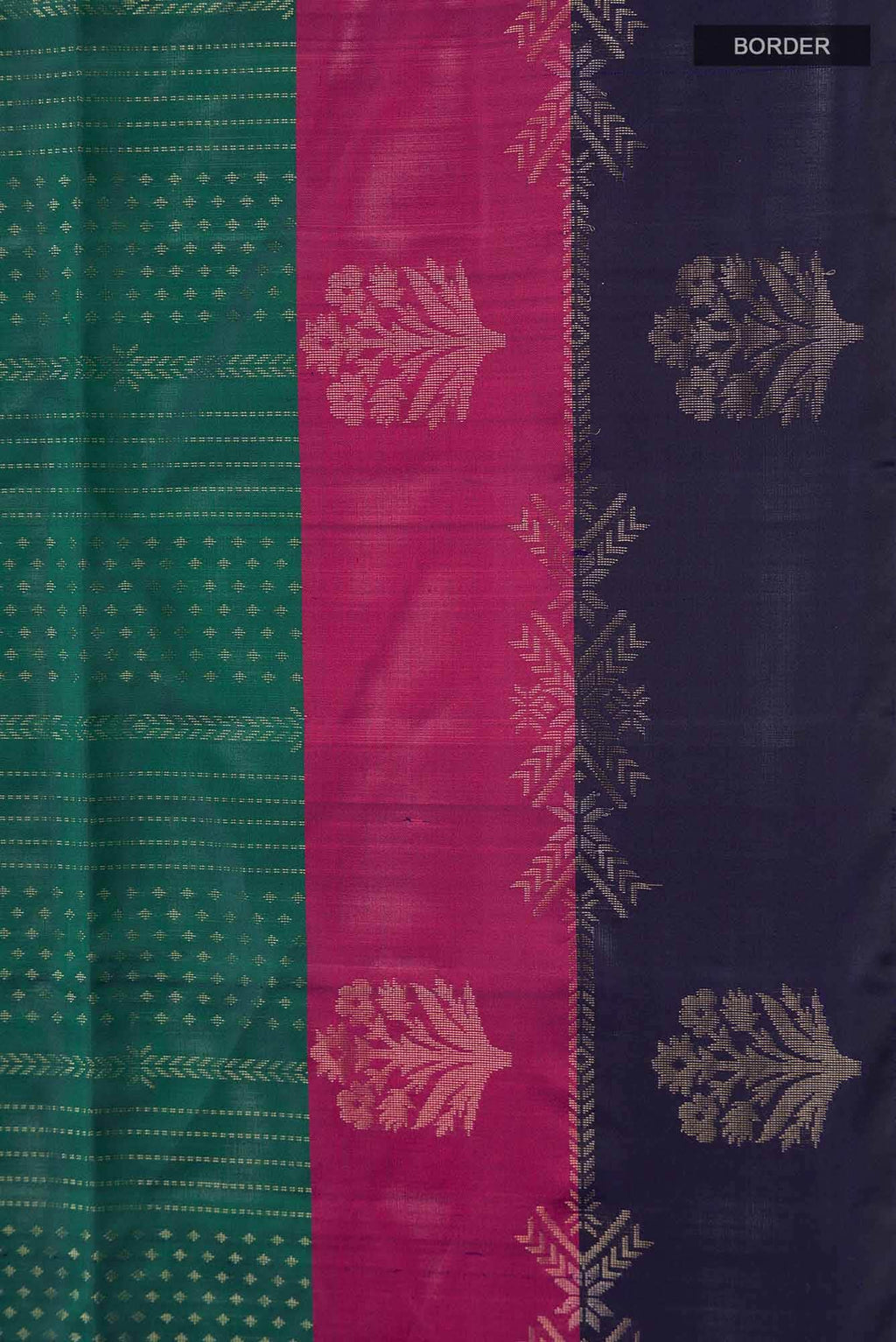 Green with Blue Dual Tone Soft Silk Saree